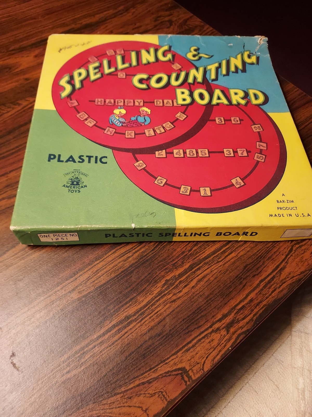 American Toys Bar-Zim Plastic Spelling & Counting Board Alphabet Numbers USA