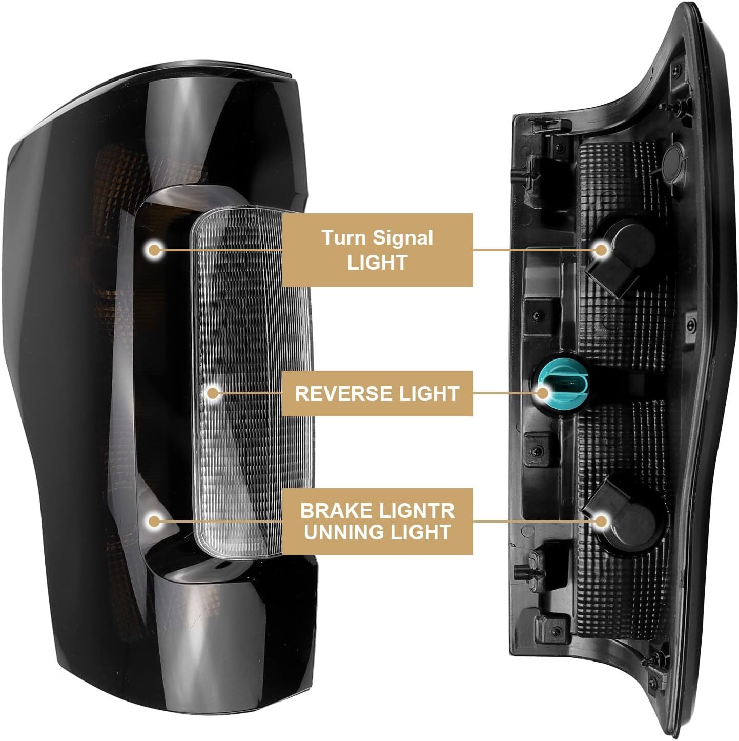 Smoked Tail Driver and Passenger Side Rear Light Brake Lamps Compatible With