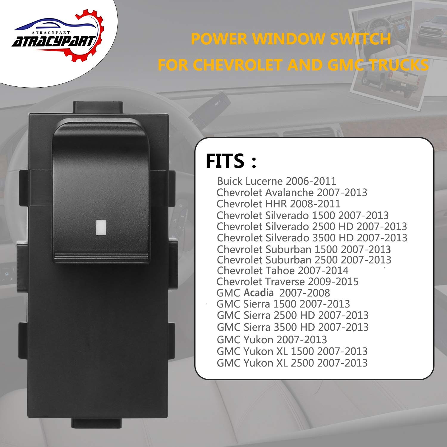 2006-2015 Chevy Silverado GMC Sierra Passenger Window Switch Assembly Fit