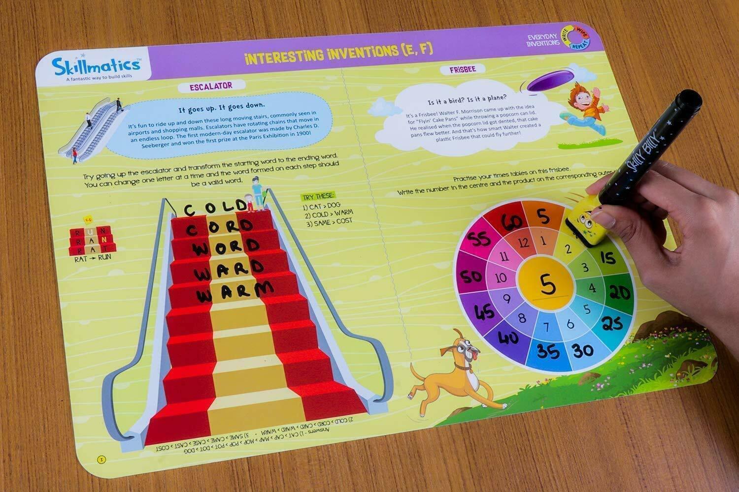 Educational Game Everyday Inventions Reusable Activity Mats by Skillmatics.