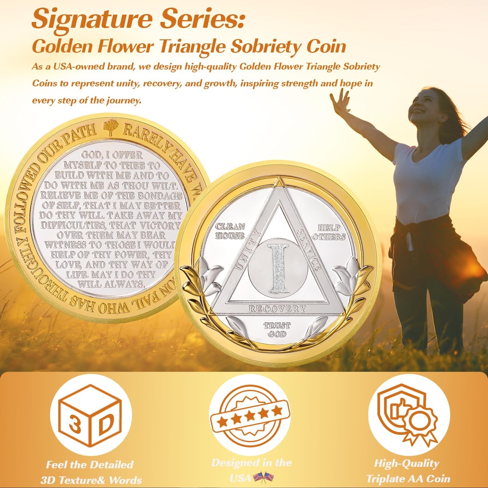 Victory Path 1 Year Sobriety Coin, Affirmation AA Chips, Addiction Recovery O…