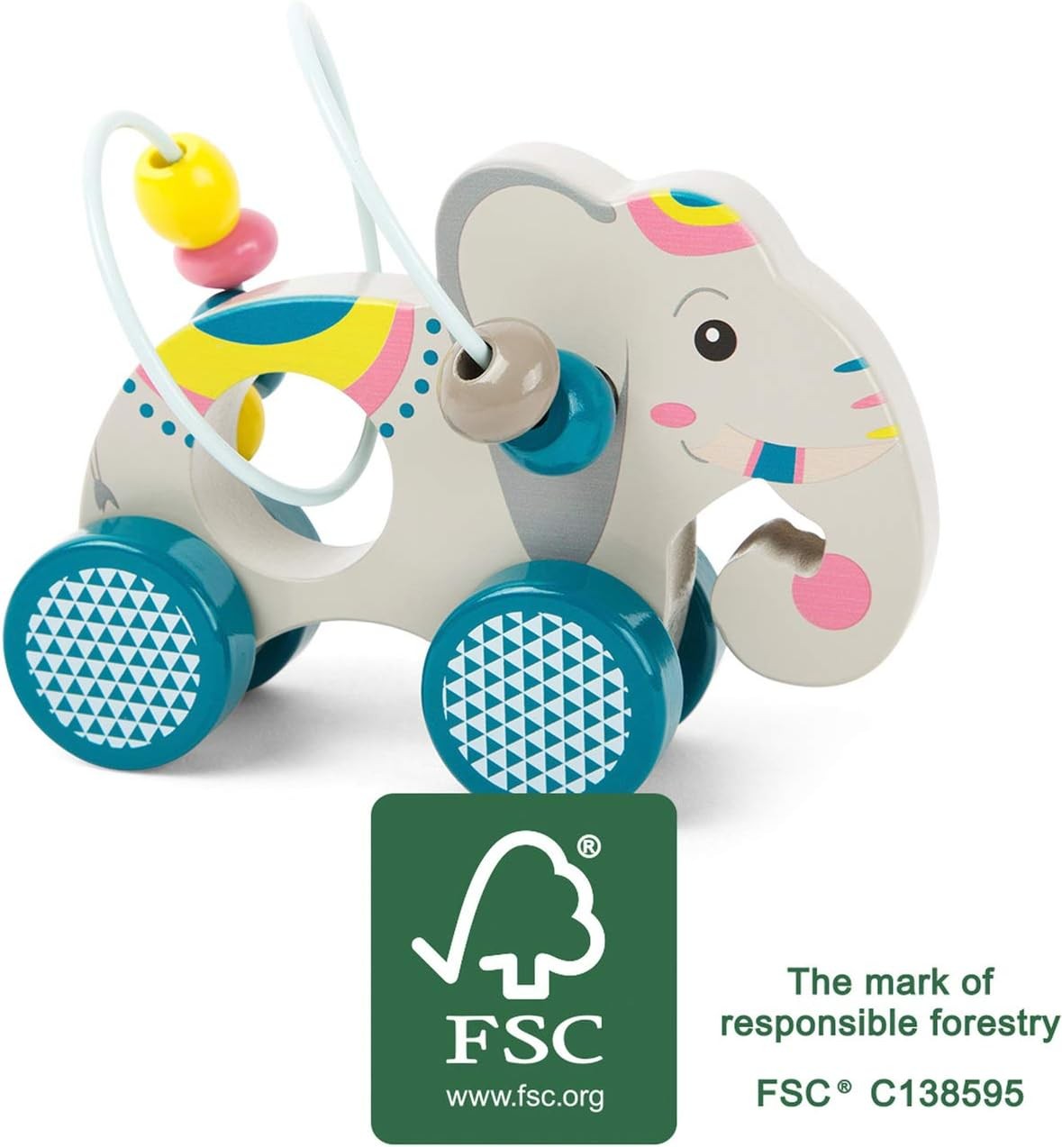 Small Foot Animal with Bead Maze FSC 100%-certified, ages 11088 Push-along eleph