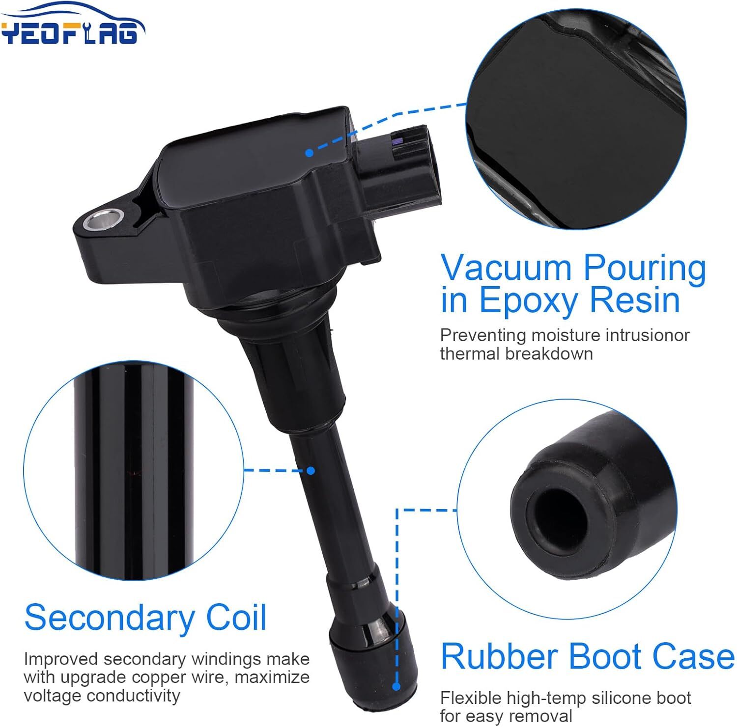 Set of 4, Ignition Coils Pack Compatible with Altima Cube Sentra Rogue Select