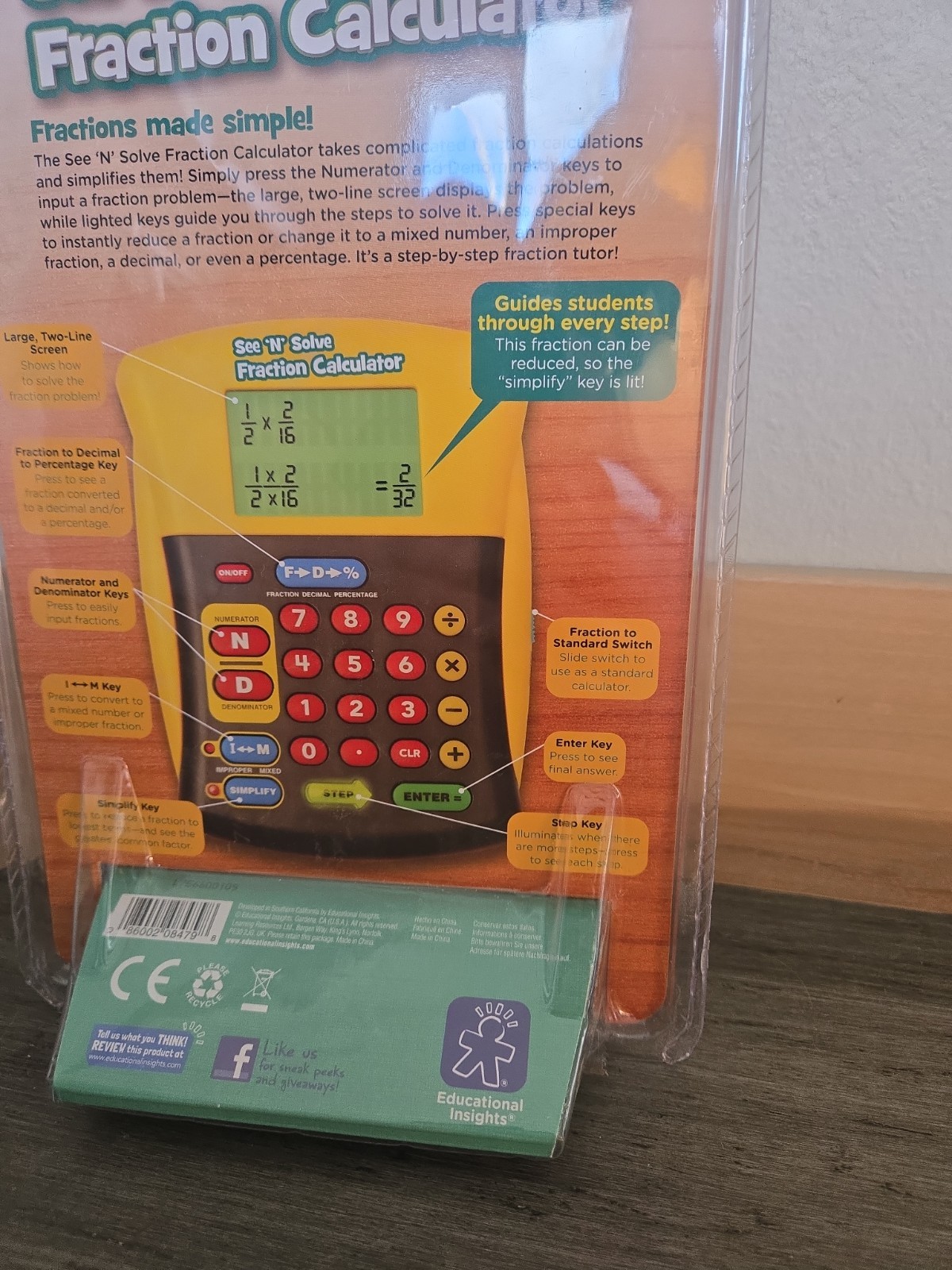 Educational Insights See ‘N’ Solve Fraction Calculator New Sealed Educational