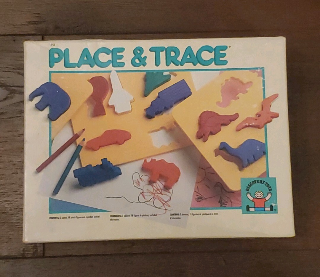 Vintage Discovery Toys Place and Trace Puzzle for 24+ Months Animals Vehicles