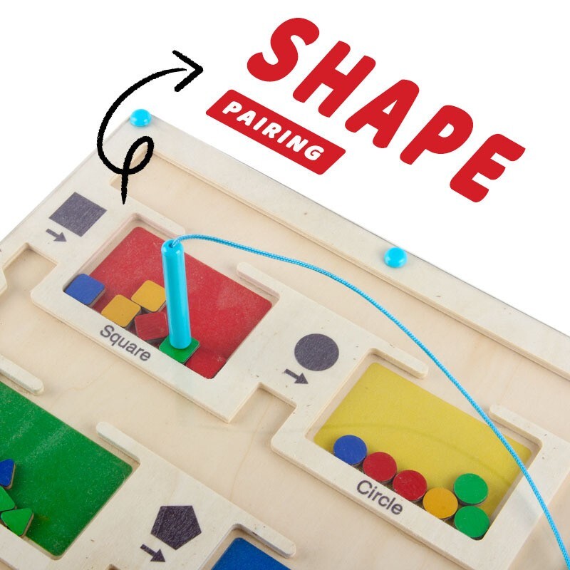 Montessori Toy For Toddlers Wooden Puzzle Magnet Board Shape & Color Matching