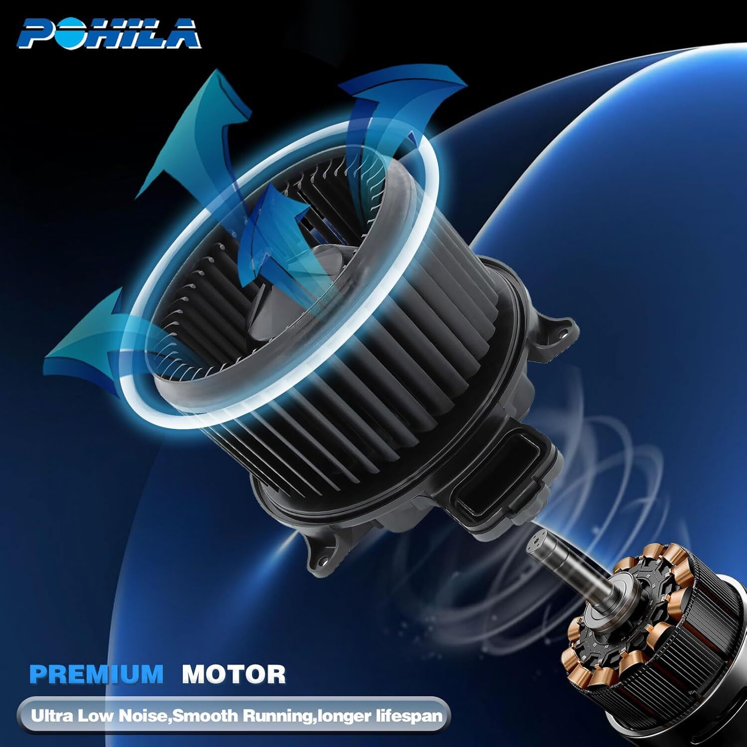 HVAC Heater Blower Motor with Brushless Motor Replacement for Kenworth T170 T270