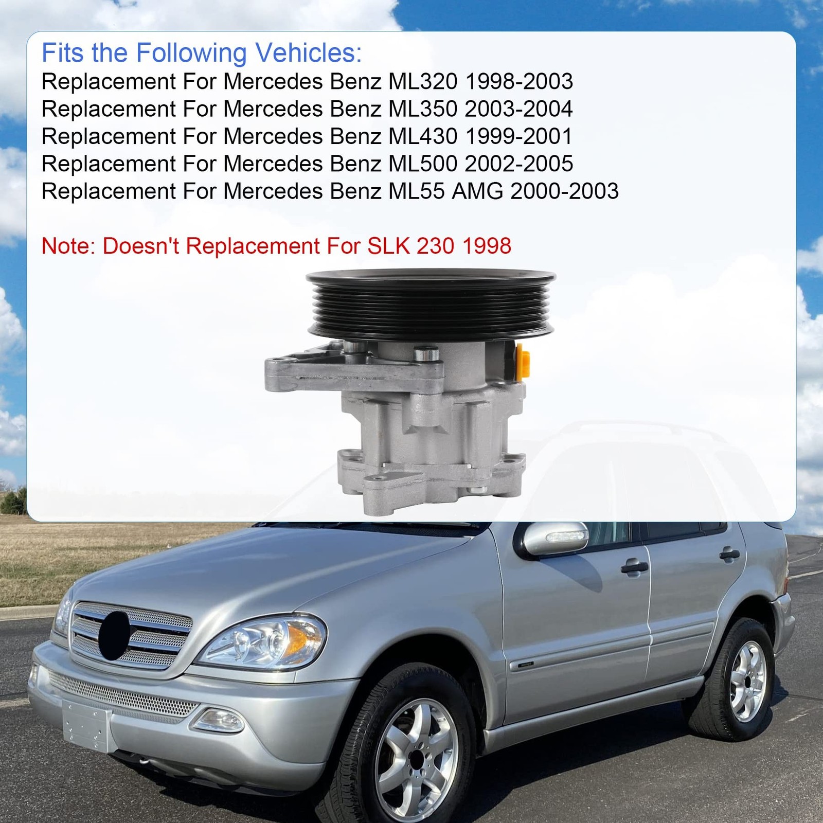 Power Steering Pump Replacement For Mercedes Benz ML320 ML350 ML430 ML500 ML5…