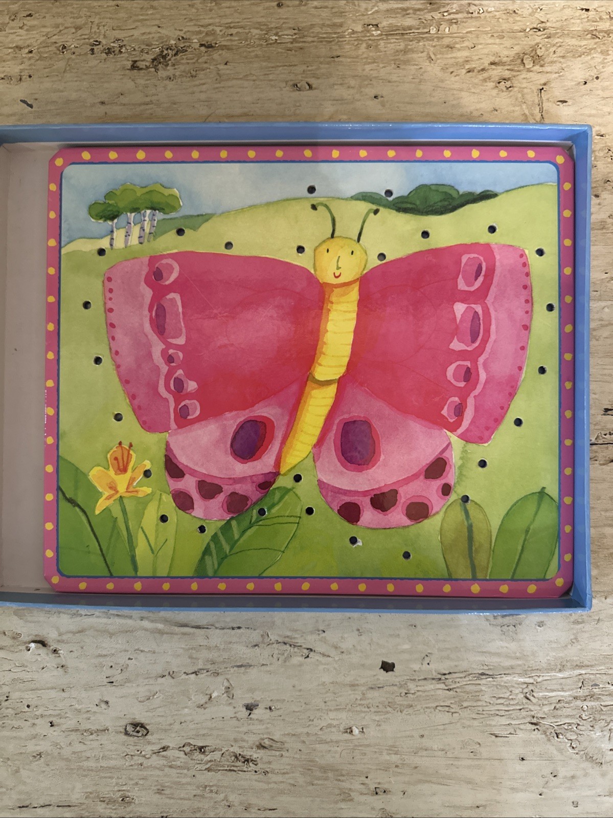 Vintage 2004 eeBoo More Friendly Bugs Lacing Sewing Cards 5 Cards & Laces