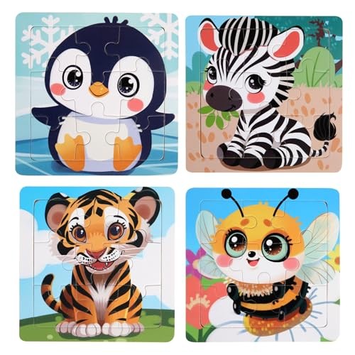 Wooden Puzzles for Toddlers 2-4, 9 Pieces Jigsaw Puzzles 8-piece Animal Puzzle