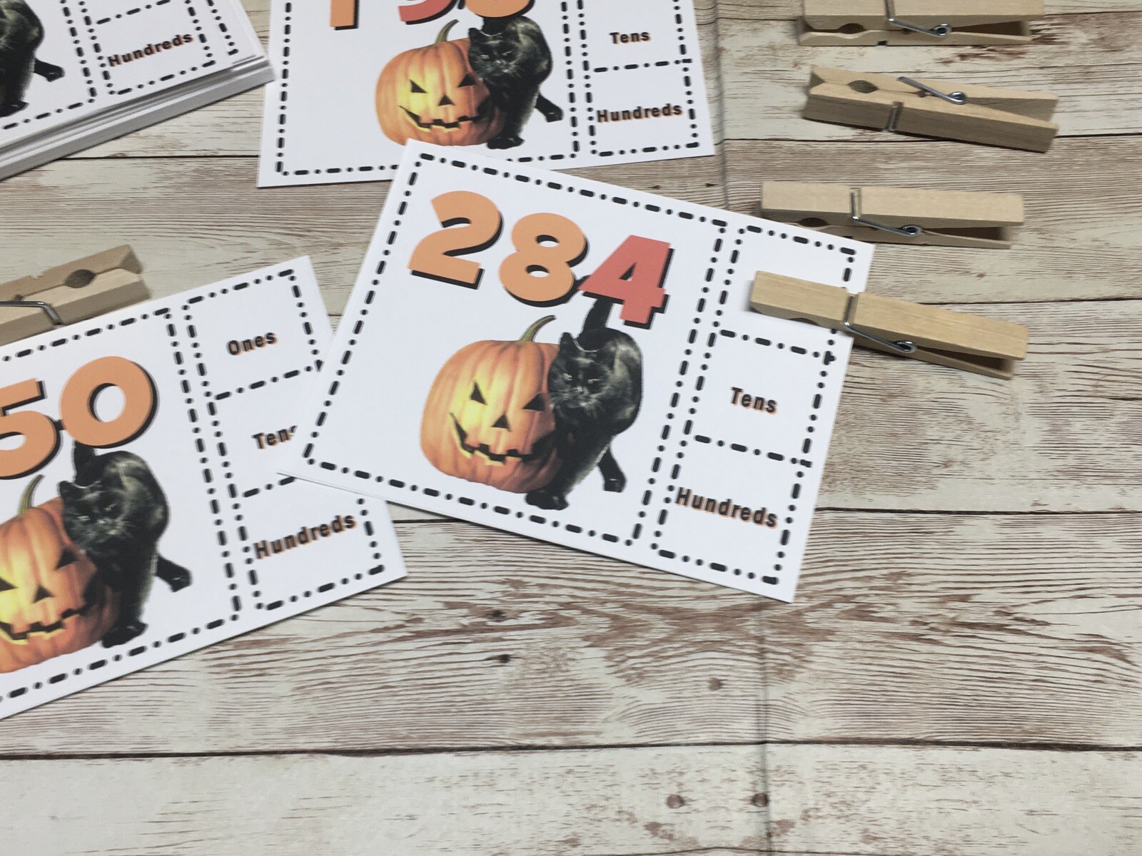 Black cat – Math – Cards for Learning Center 40 Cards- Teaching supplies