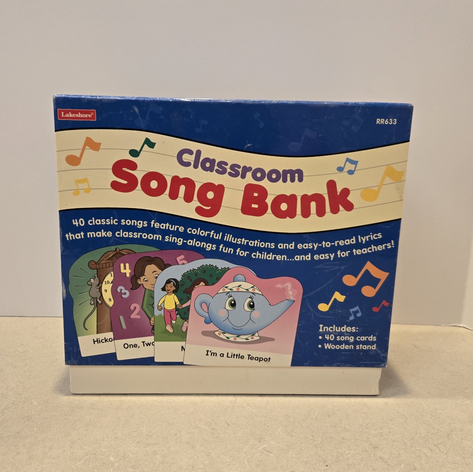 Lakeshore Classroom Song Bank RR633 40 Song Cards Wooden Stand