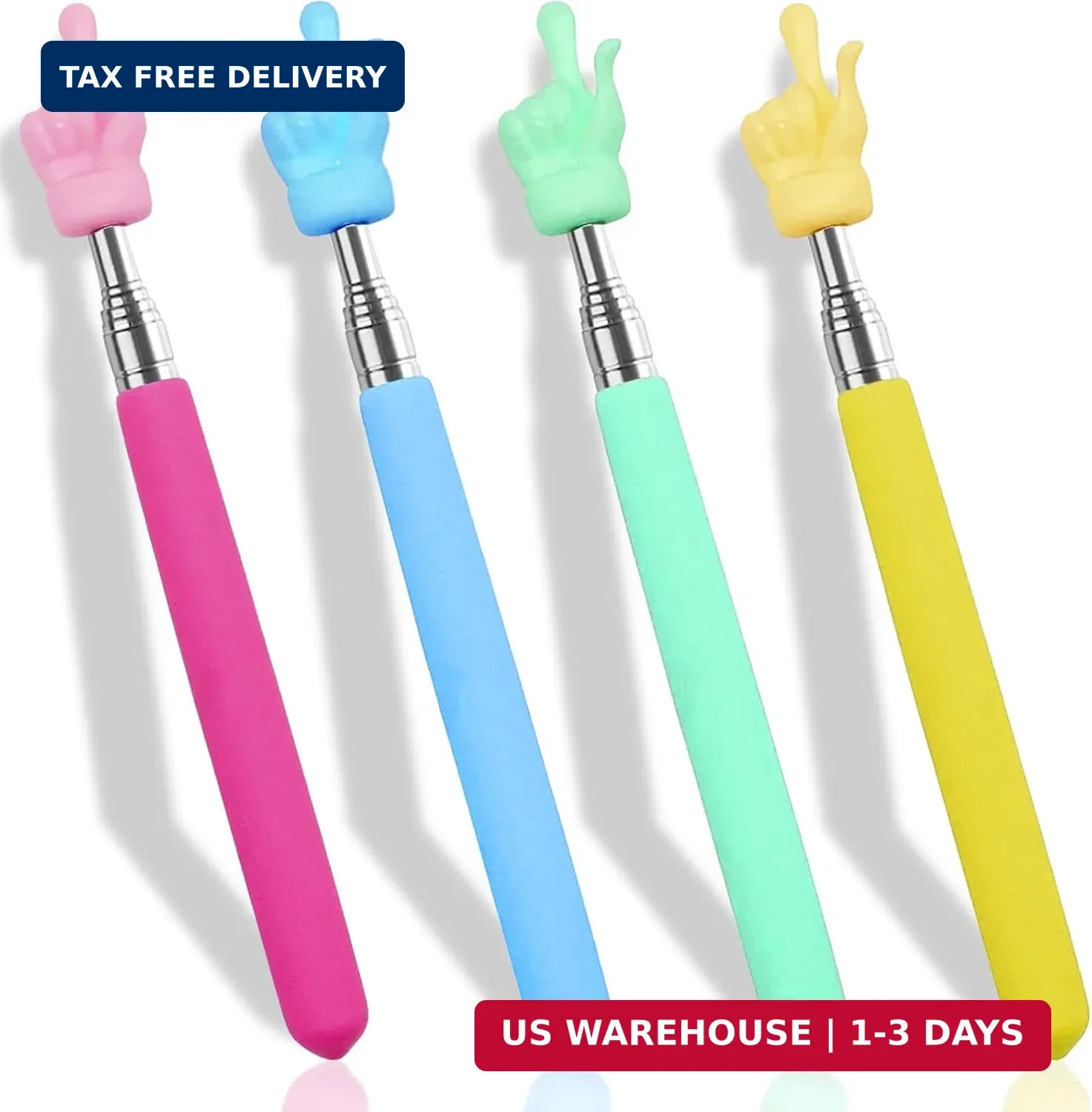 4PCS Retractable Teacher Pointer for Classroom Kids Reading, Mini Extendable Han