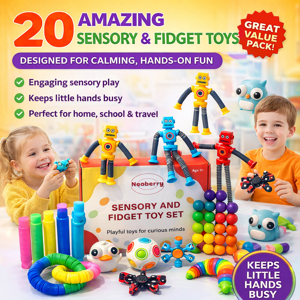 Sensory and Fidget Toy Set for Kids – 20-Piece Colorful Fidget & Sensory Toys