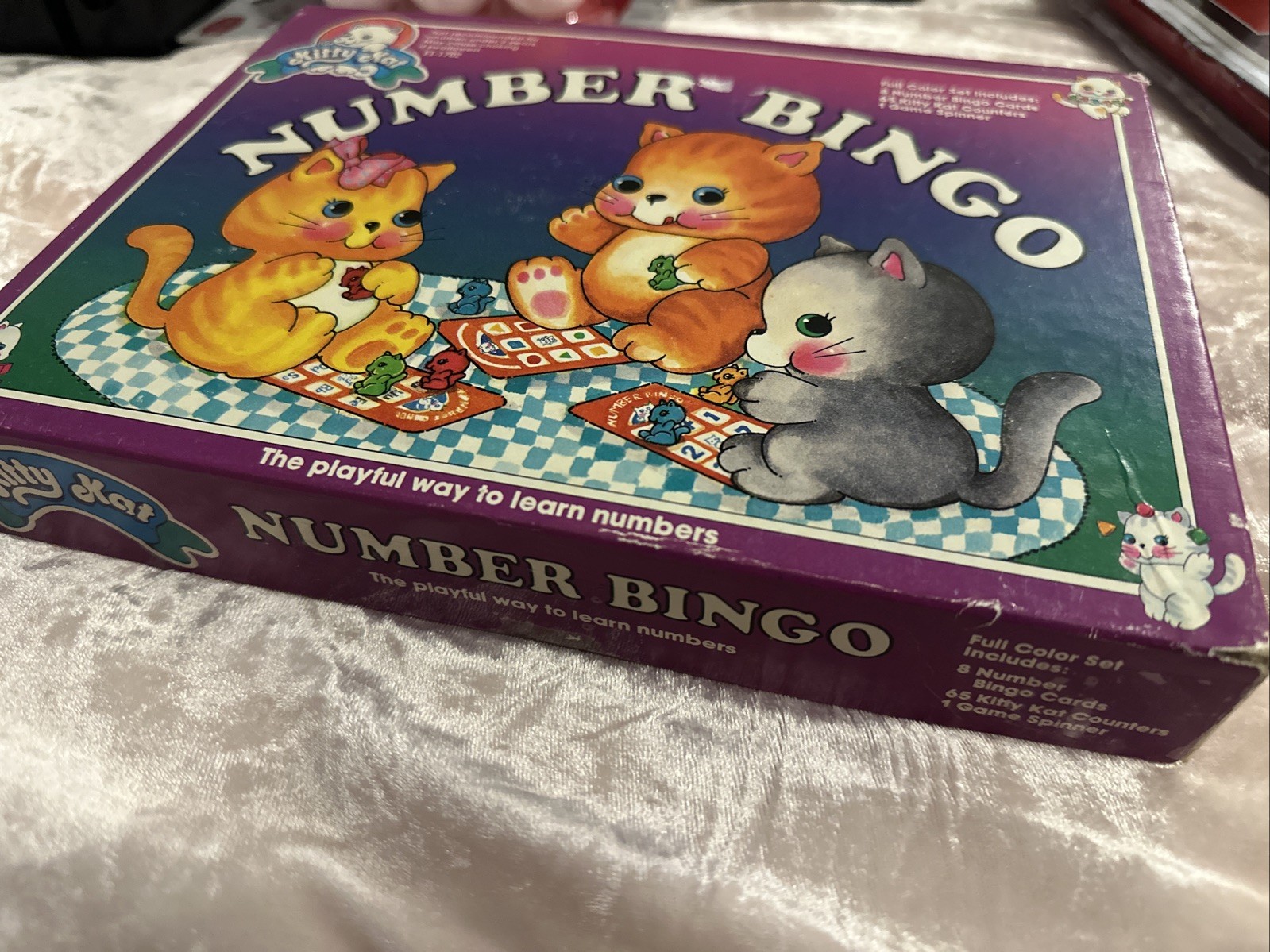 Kitty Kat Number Bingo Home School Game Open Box Vintage VGUC RARE