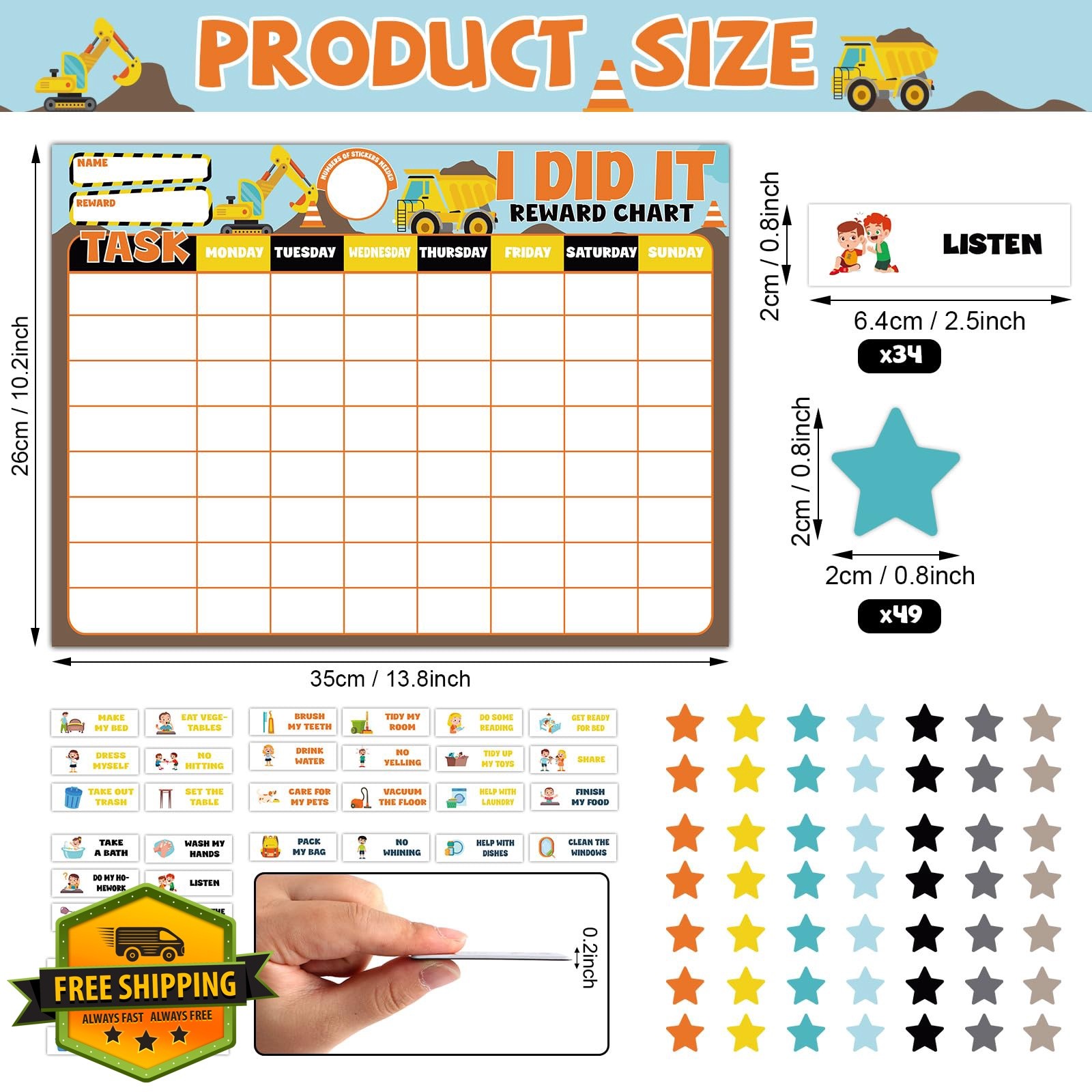 Qyeahkj Construction Magnetic Reward Chart