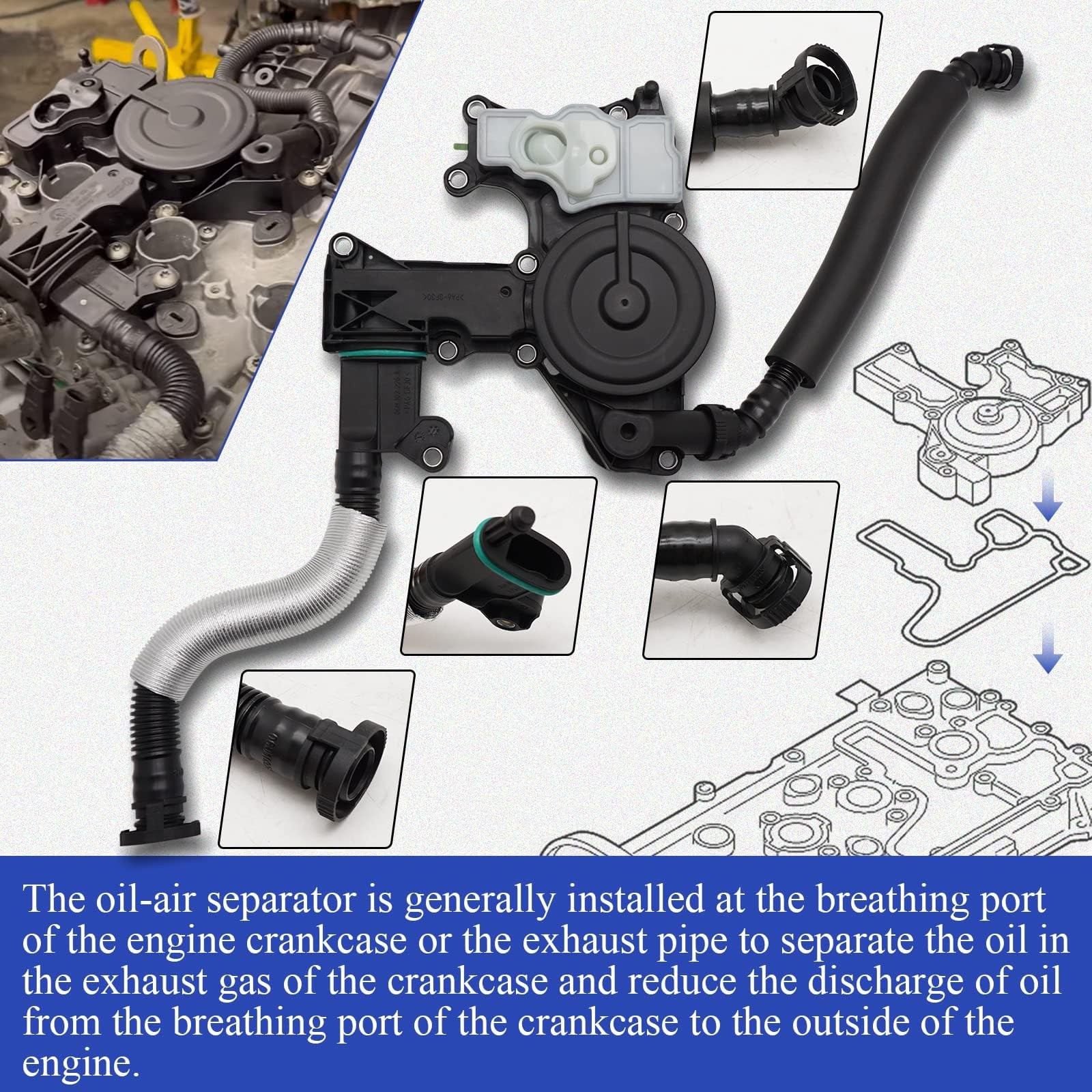 PCV Valve Engine Crankcase Vent Oil Separator with 1/8 Inch