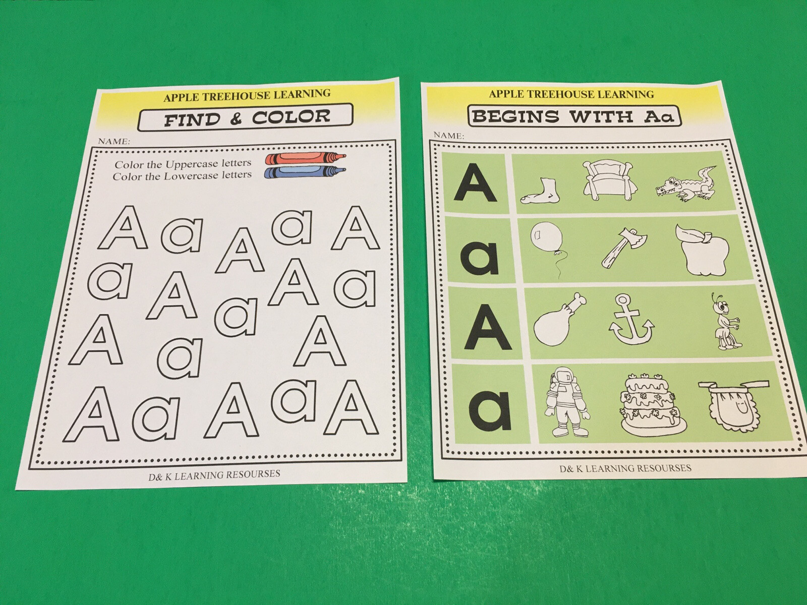 Letter Aa – Apple Treehouse Worksheets – Preschool Teaching supplies 20 pgs