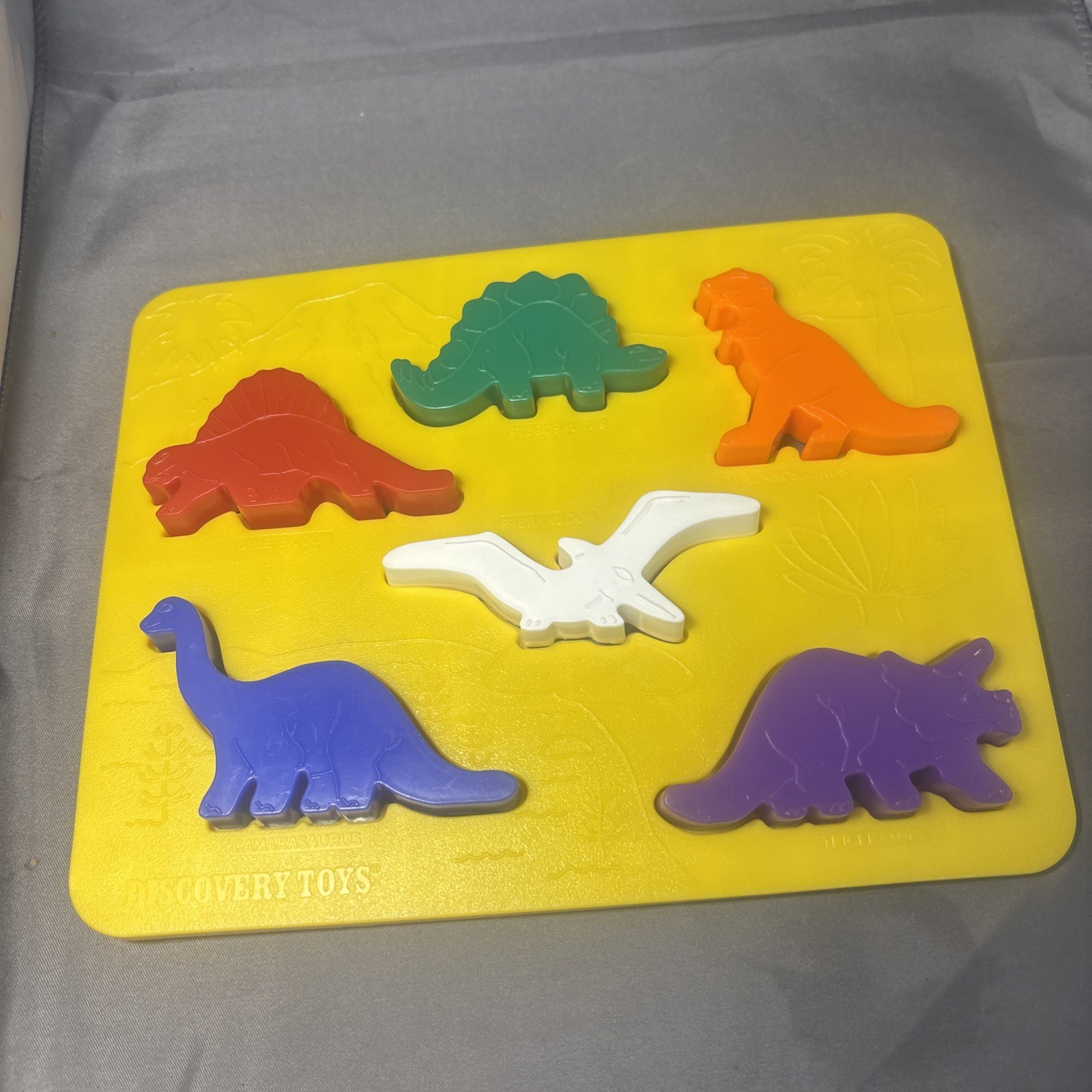 Vintage Place & Trace Puzzle Stencil Set Discovery Toys Car Dinosaur Animal Play