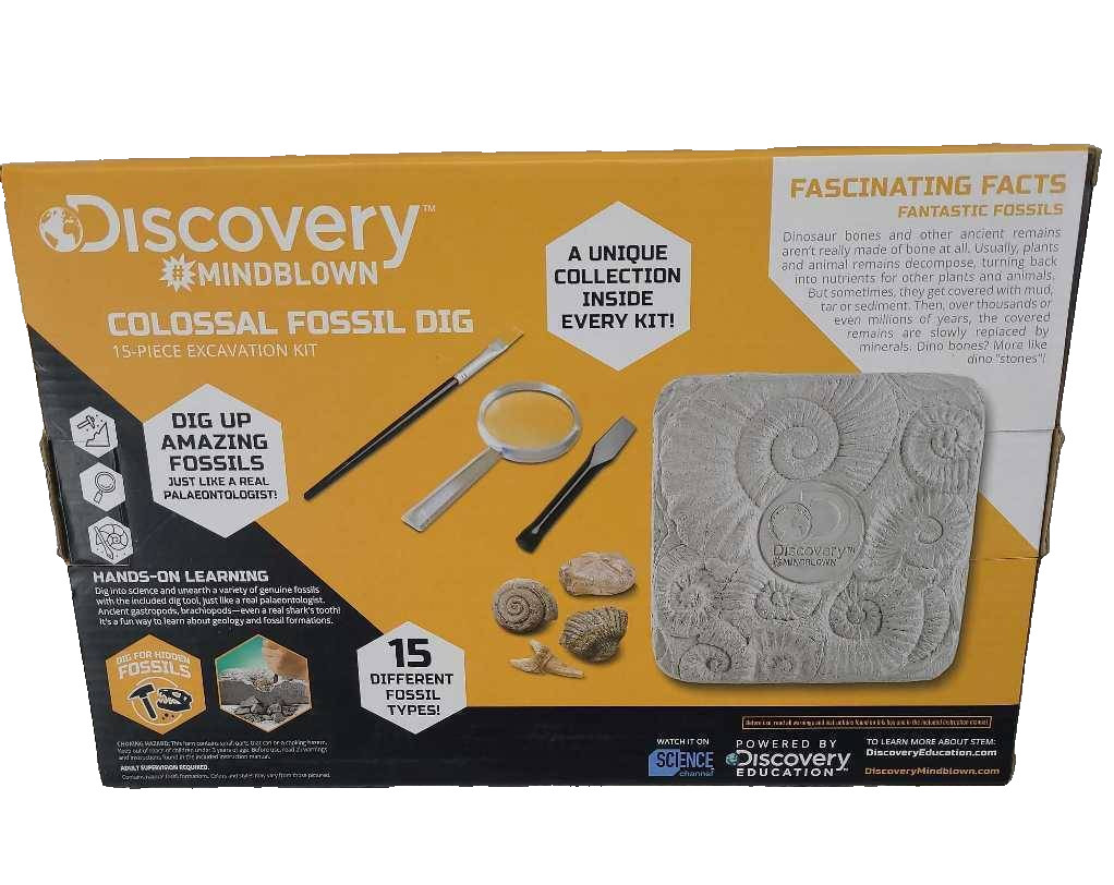 Discovery #Mindblown Colossal Fossil Dig Excavation Kit 15 Different Types New