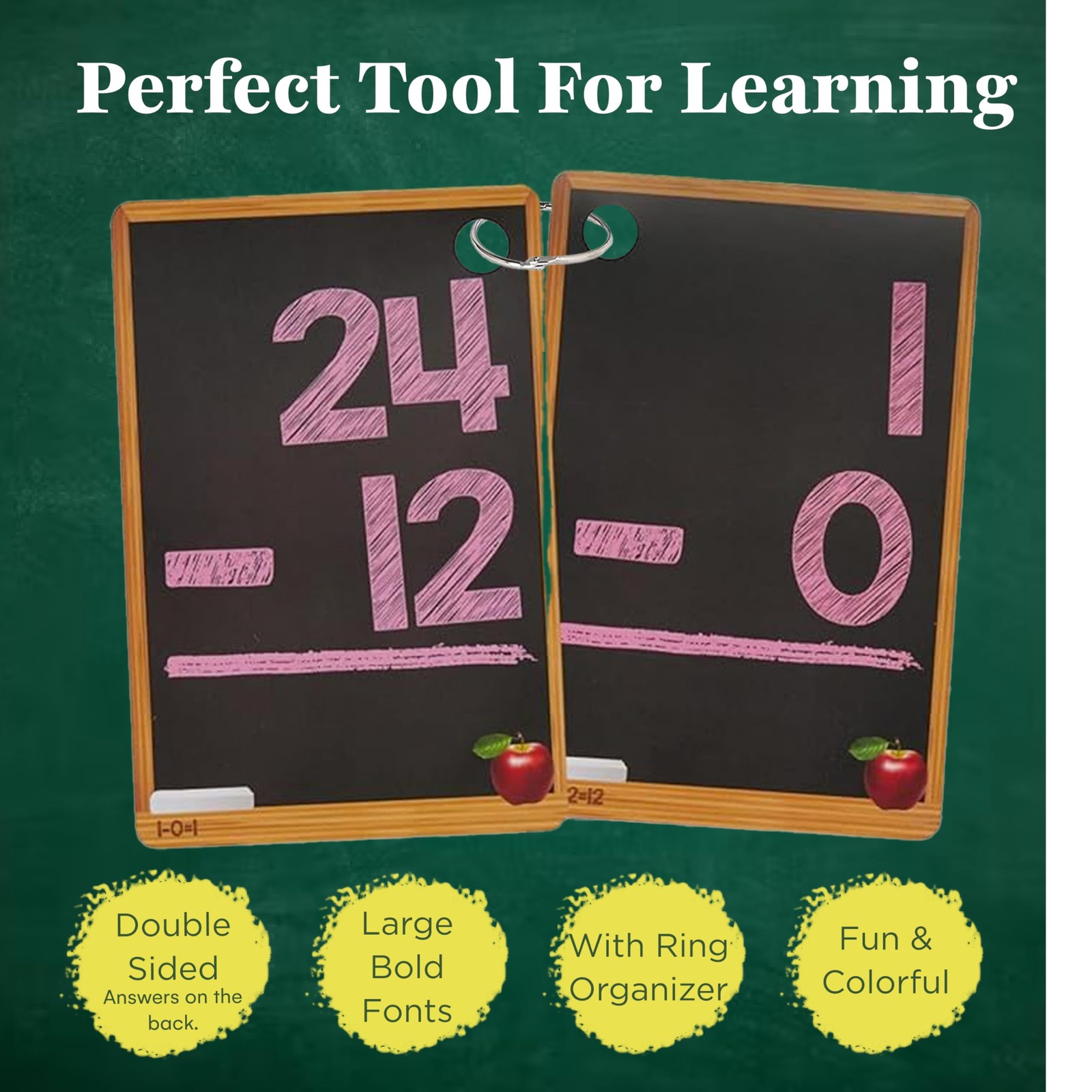 Math Flash Cards Set of 4 Addition, Subtraction, Multiplication, Division wi…