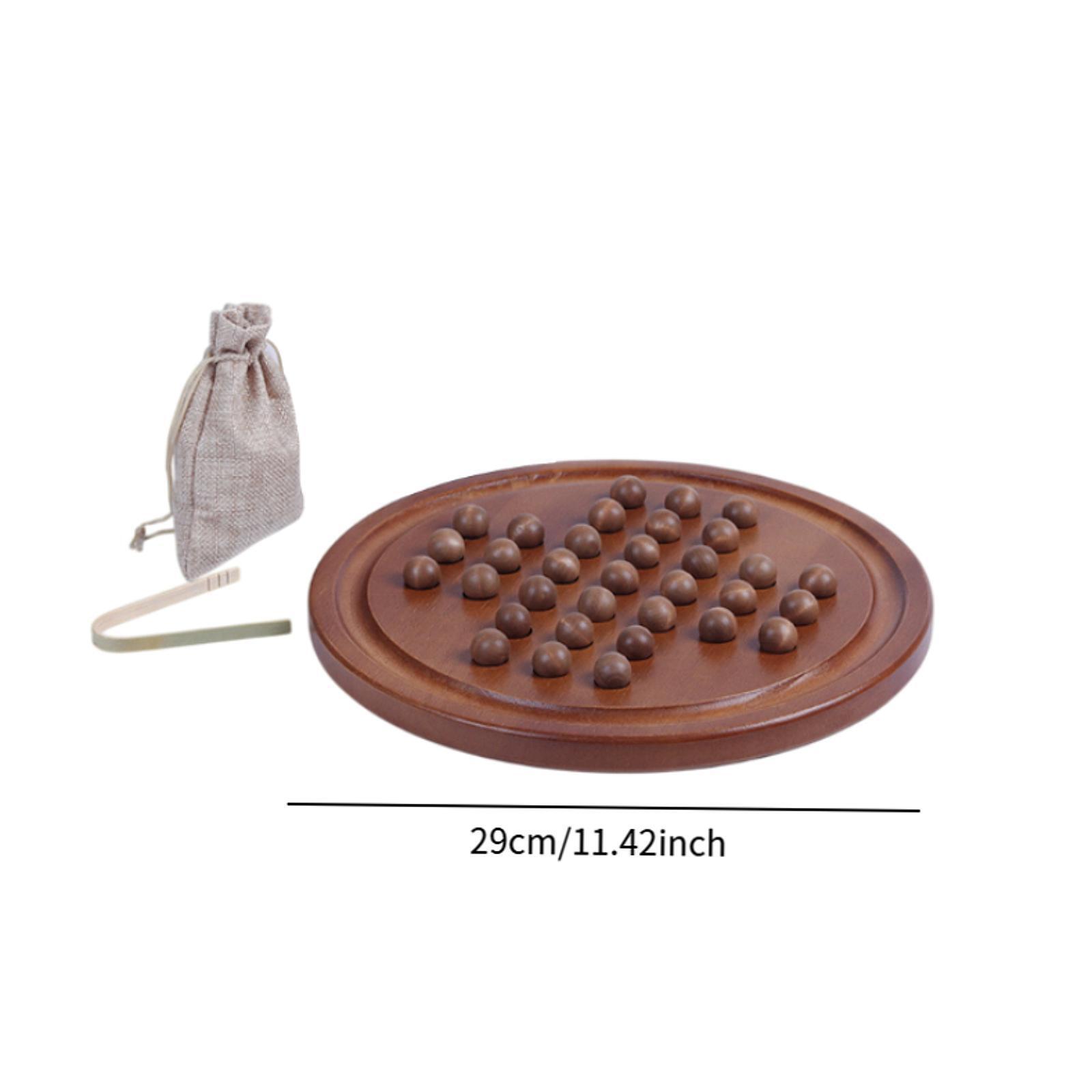 Wooden Solitaire Board Game Peg Solitaire Puzzle Toy Round Game Board for