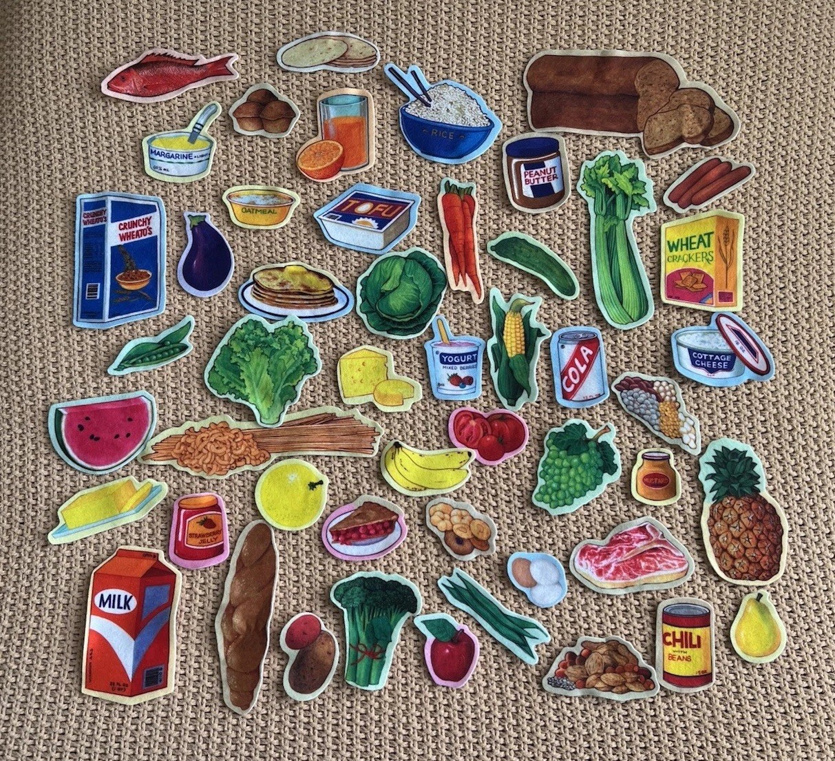 Educational Nutrition Food Flannel Felt Board Set Learning Time 50 Piece