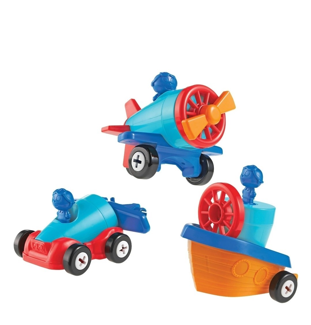 Learning Resources, LRNLER2840, 1-2-3 Build It Car-Plane-Boat