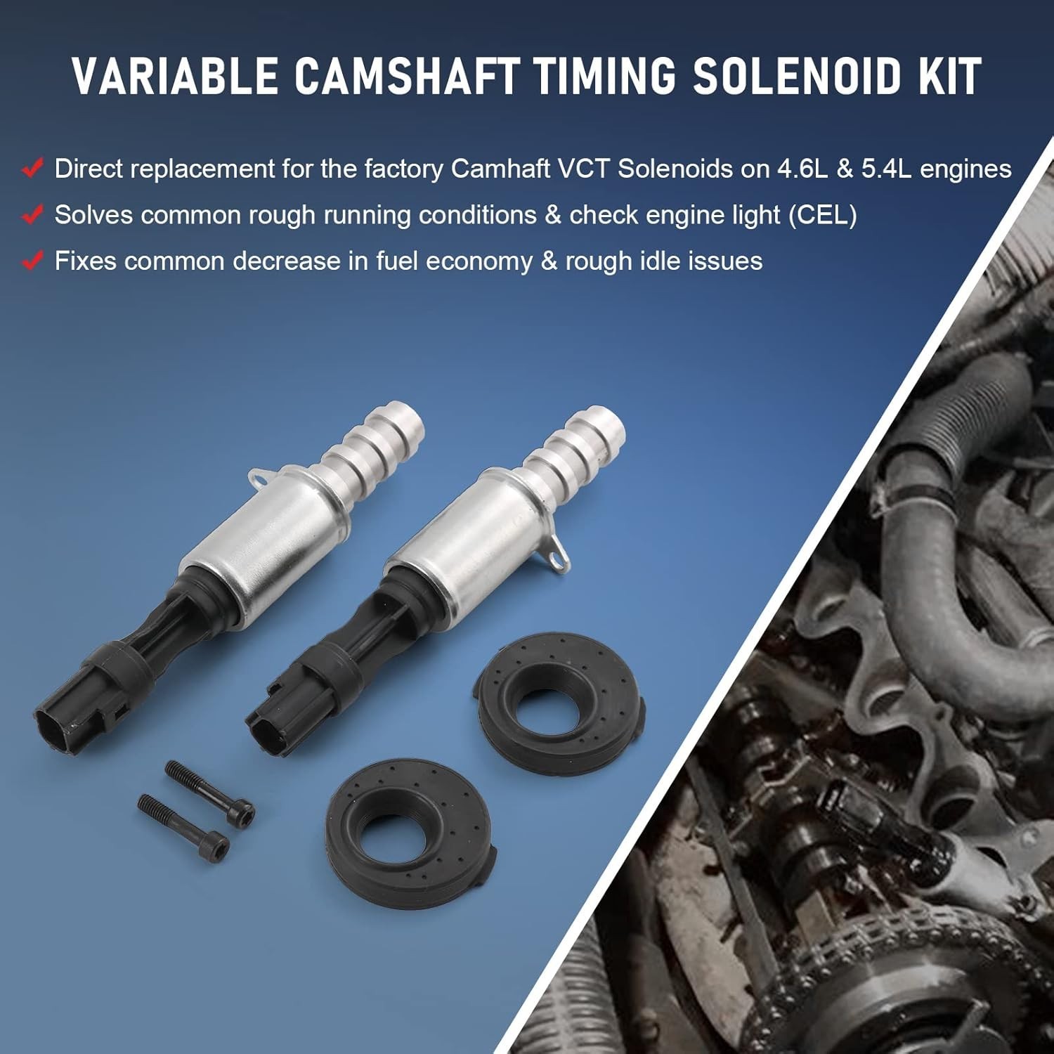 Variable Camshaft Timing Solenoid Kit VCT Compatible with Ford, Mercury & Lincol