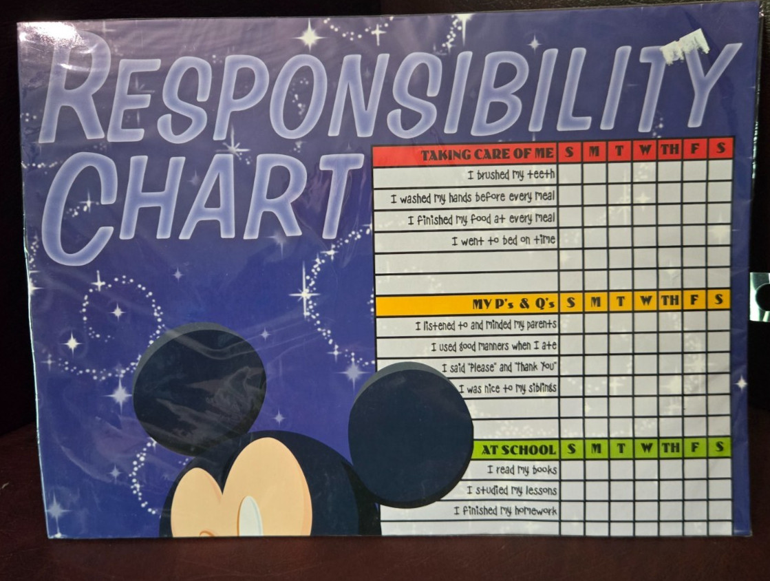 Disney Mickey Mouse Responsibility Chore Chart Dry Erase Marker Sealed New