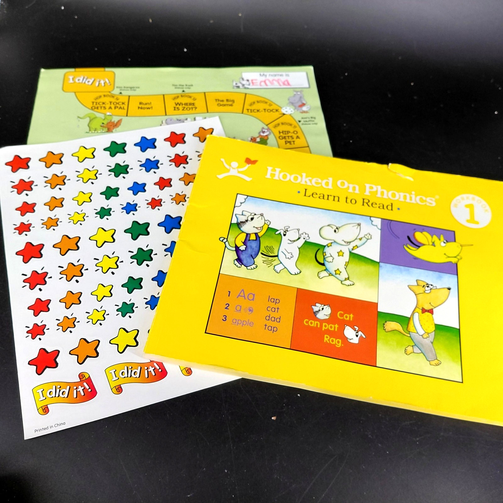 Vintage Hooked On Phonics Learn To Read Workbook Level 1 Yellow Kid Set Stickers