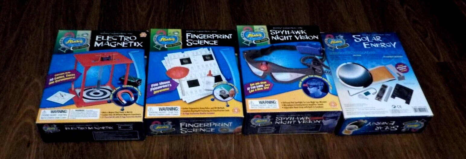 Slinky Science Kit 4 Different 8 up Solar, Finger Prints, Magnetix, Night Vision