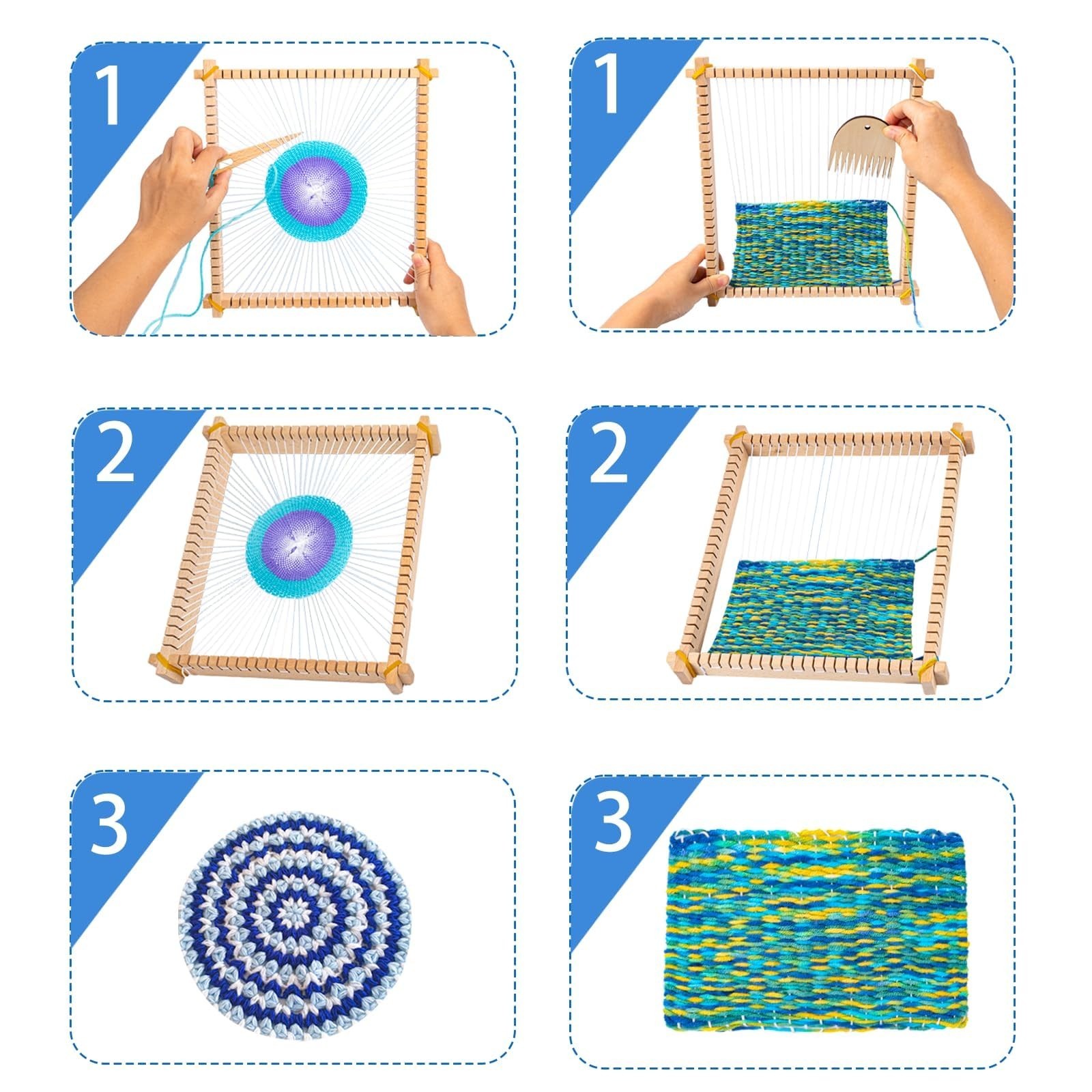 Lemonfilter Weaving Loom for Kids, 10 x 11in Large Wooden Kids Weaving Loom K…