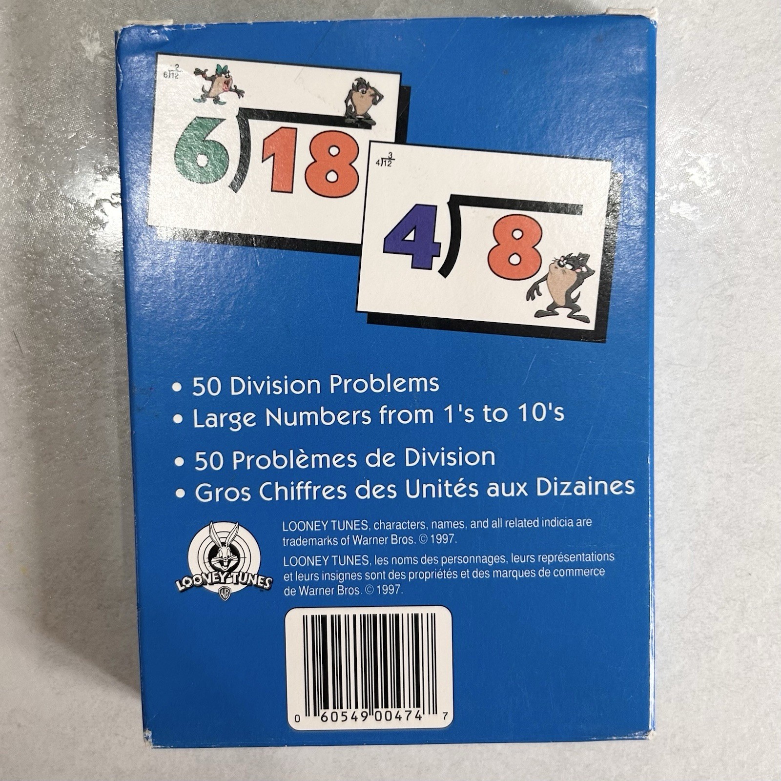 Vintage 90s Looney Tunes Division Flash Cards Math Education 1997 Warner Bros
