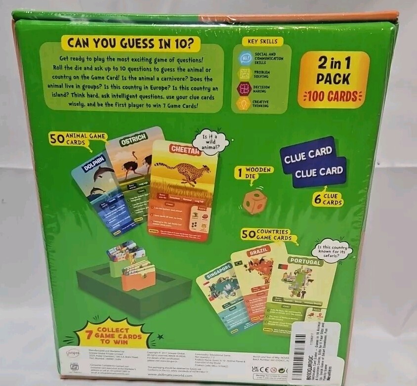 Skillmatics Guess in 10 Game 2 in 1 Animal Planet & Countries Of The World NIB