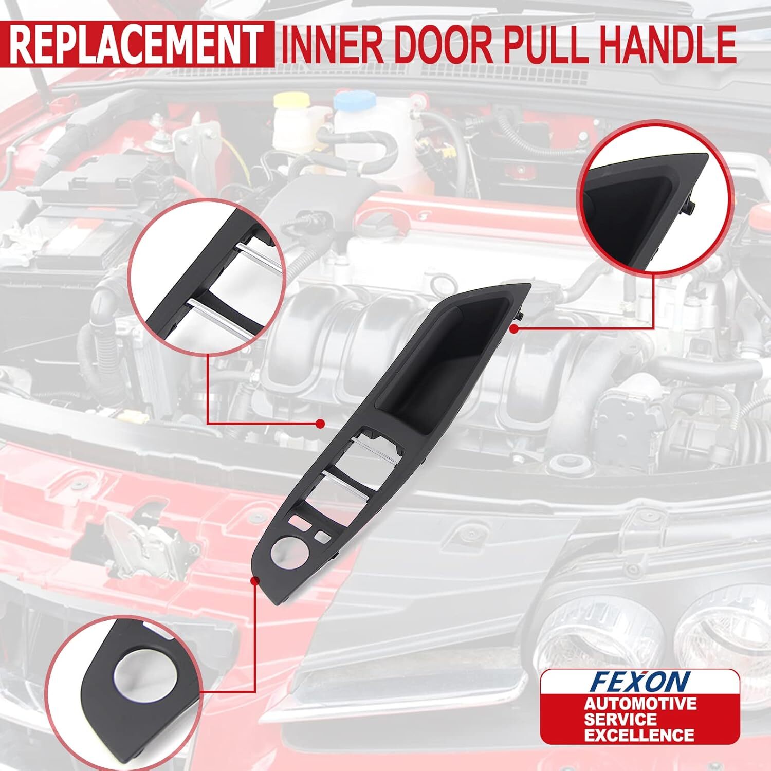 Black Window Switch Armrest Panel, Inner Door Pull Handle Trim Cover Kits