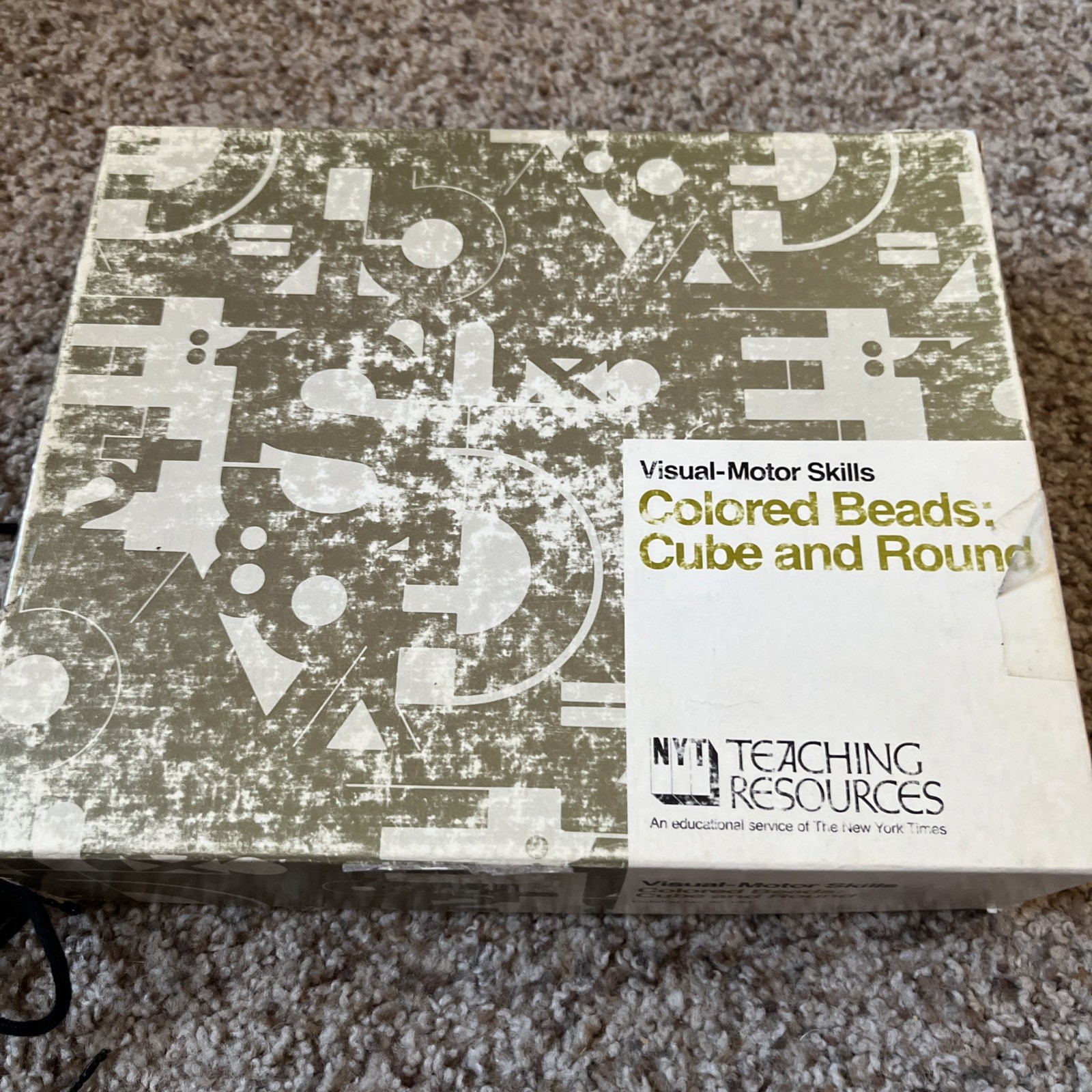 Vintage teaching visual-motor skills Or Crafts, Wooden Colored Cube & Beads.