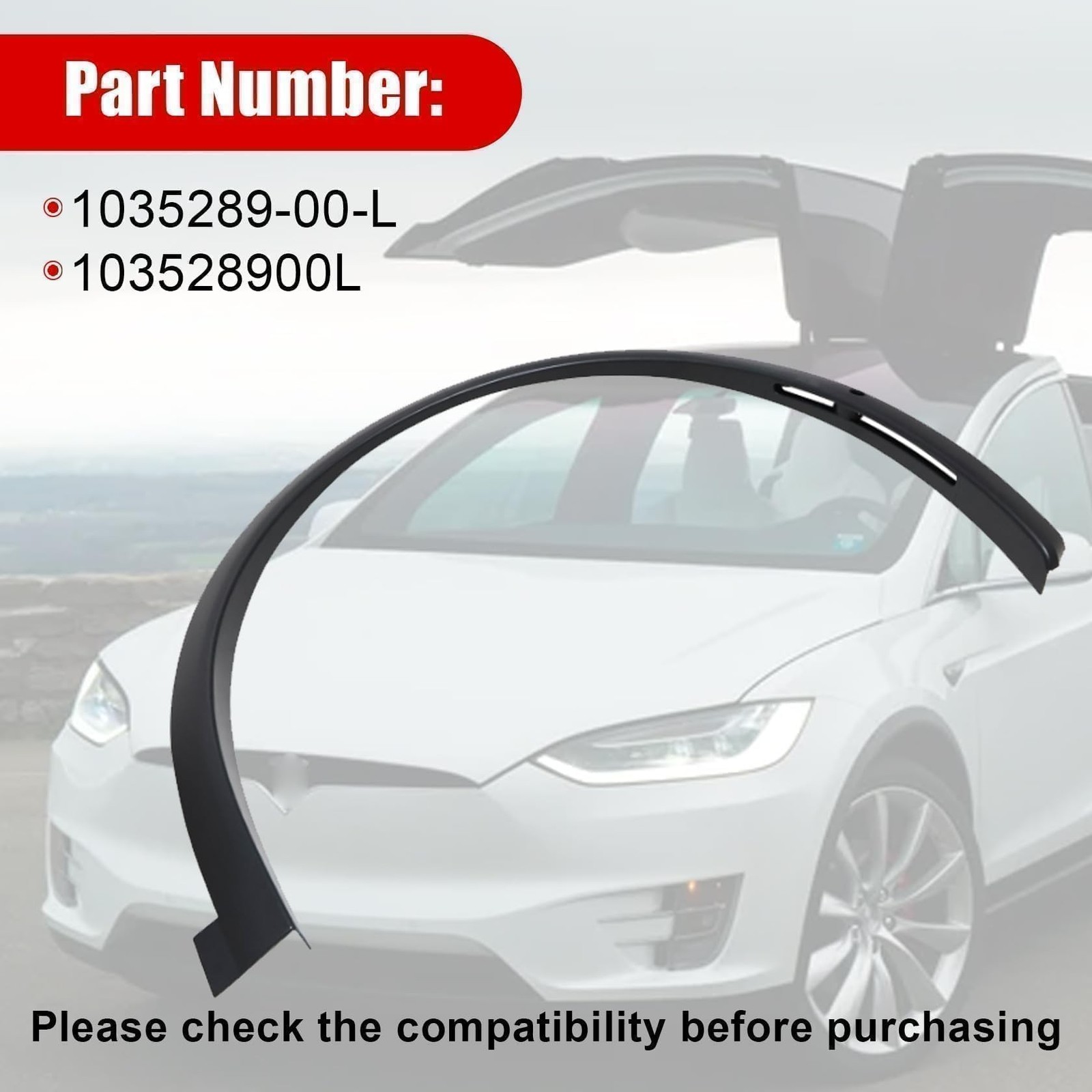 FZJDSD Black Front Right Side Fender Flare w/Sensor Hole 1035289-00-L Compati…