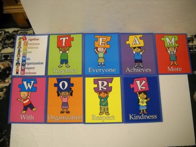 Really Good Stuff Teamwork Character Traits 9 Piece Laminated Set 2003 New Rare!
