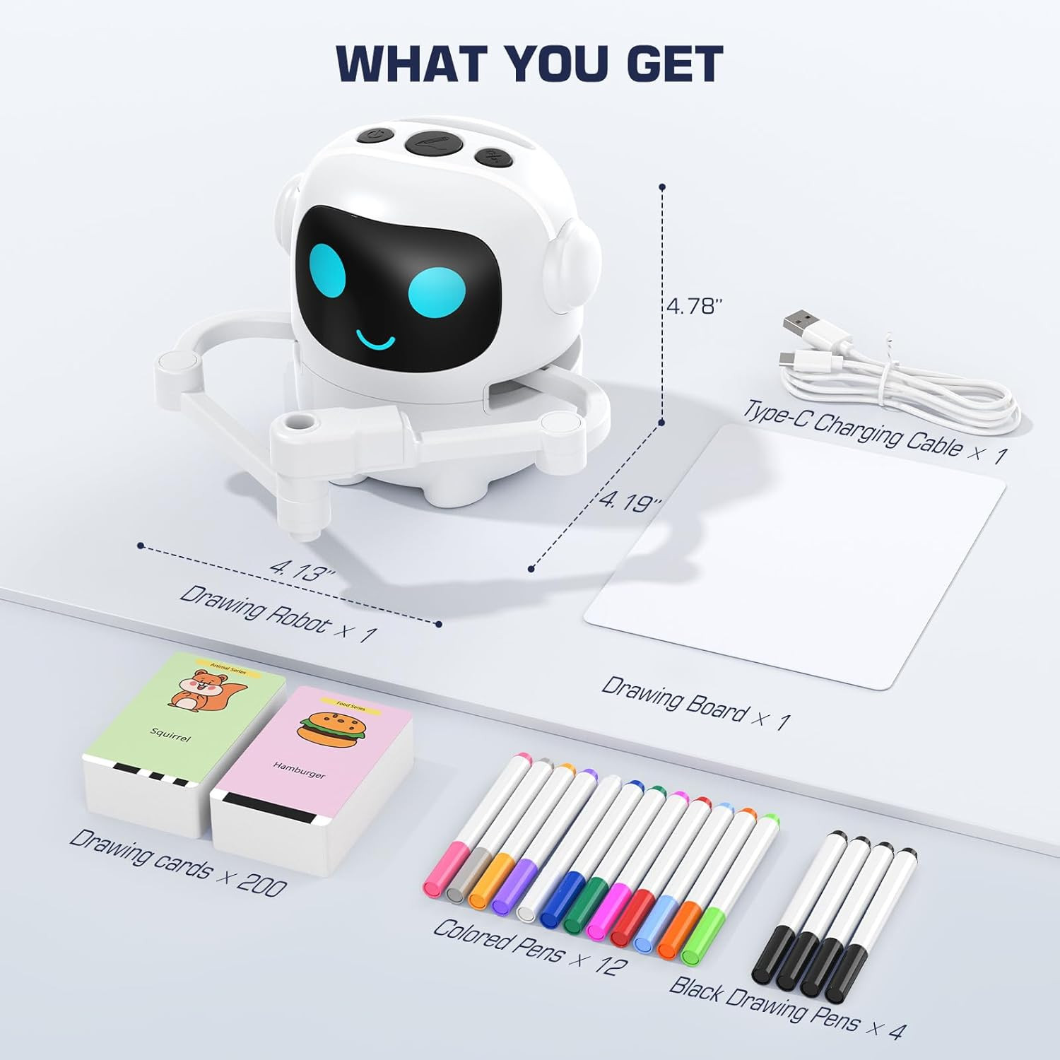 Drawing Robot for Kids, 200 Cards Voice Interactive Educational Toy for 3 4 5 6