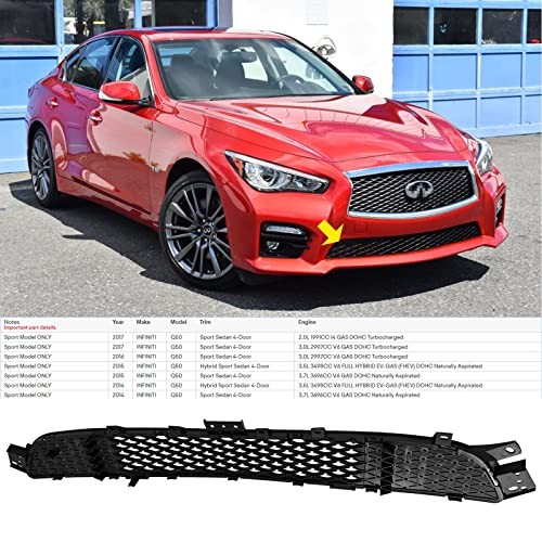 YLT AUTO Front Bumper Cover Lower Grille Cover Replacement Kit Black Guard