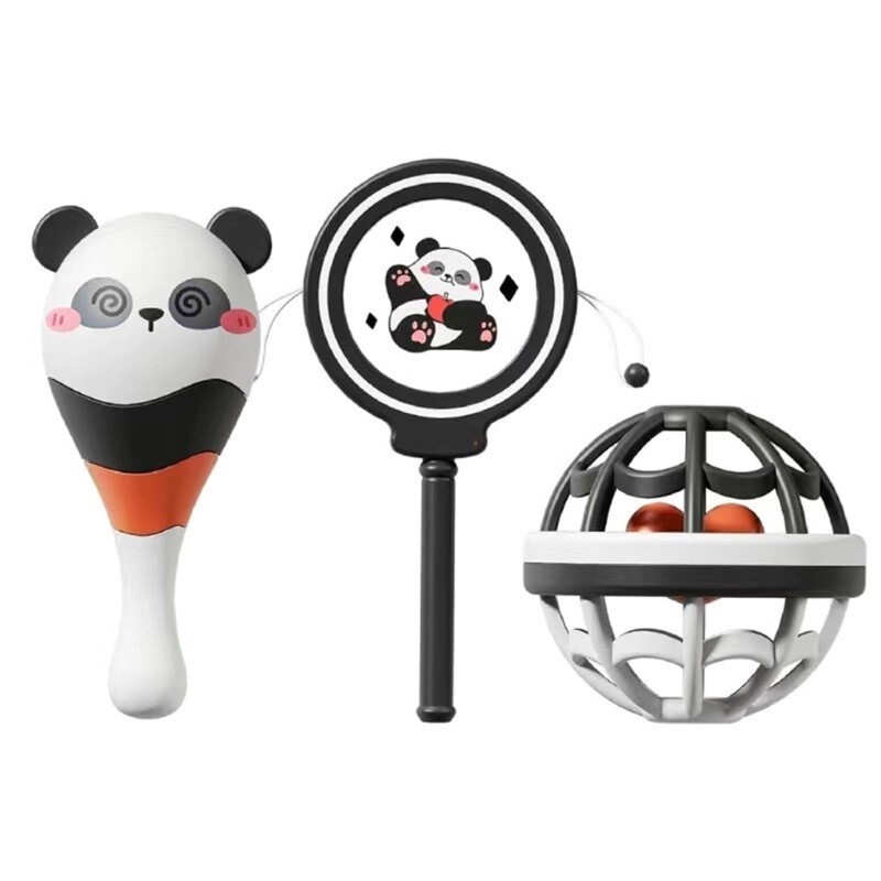 Handheld Shaker Toy for Infant Cartoon Panda Shape Newborns Gift Fun Activity