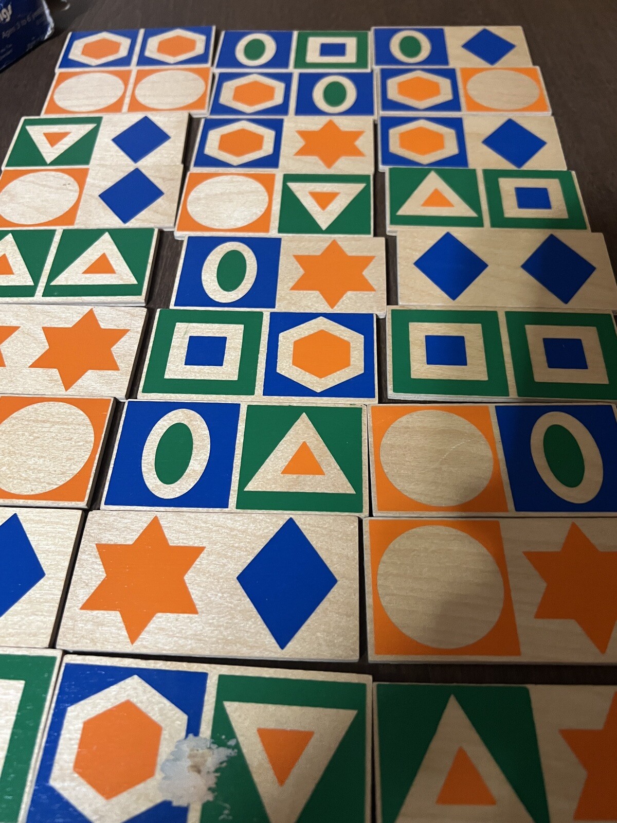 Creative Playthings Shape Dominoes Set Wood Tile Matching Game In Box E0329 VTG