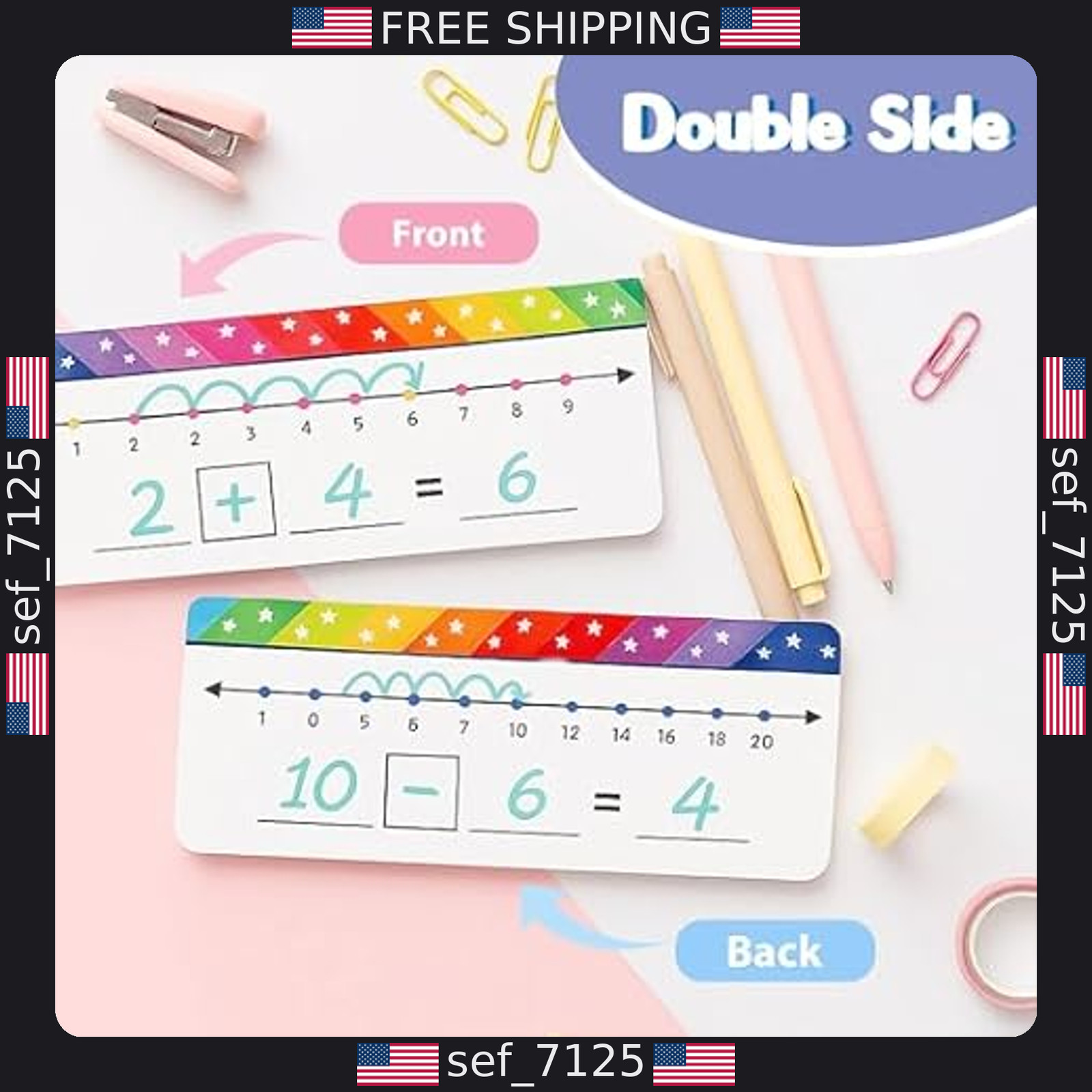 VUSIGN 26-Pack Double-Sided Dry Erase Number Line Cards 11.8? x 4?