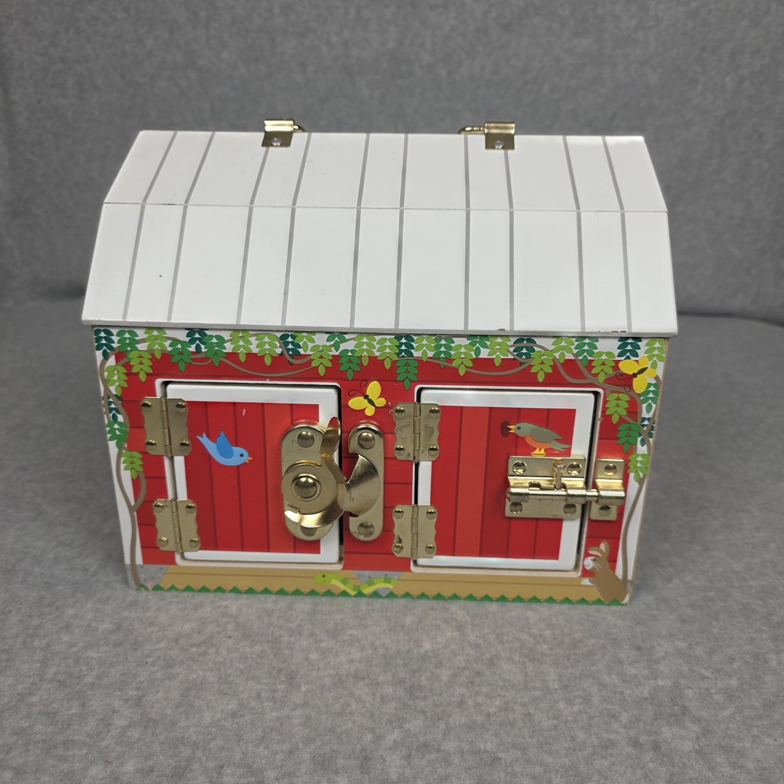 Melissa & Doug Wooden Latches Barn Toy Building Red Farm Animals Kids Playset