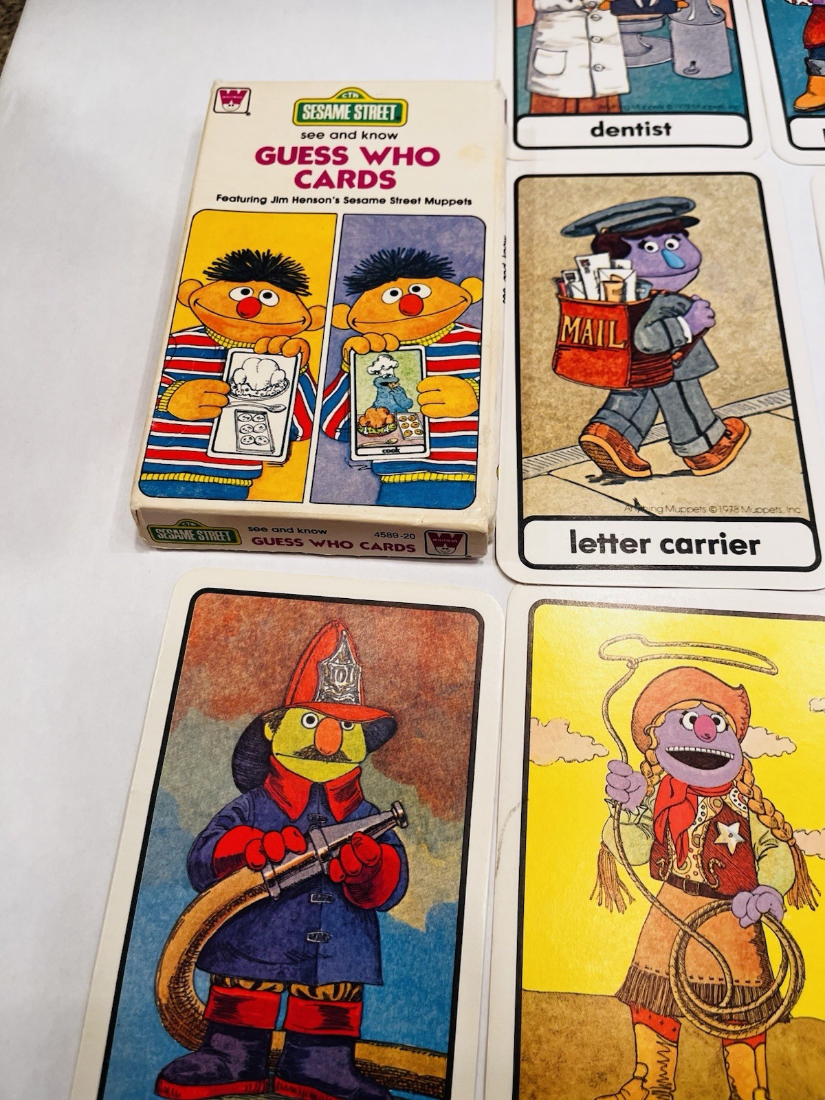 Vintage Sesame Street Guess Who Cards Preschool Learning *MISSING 1 CARD* BIN 53