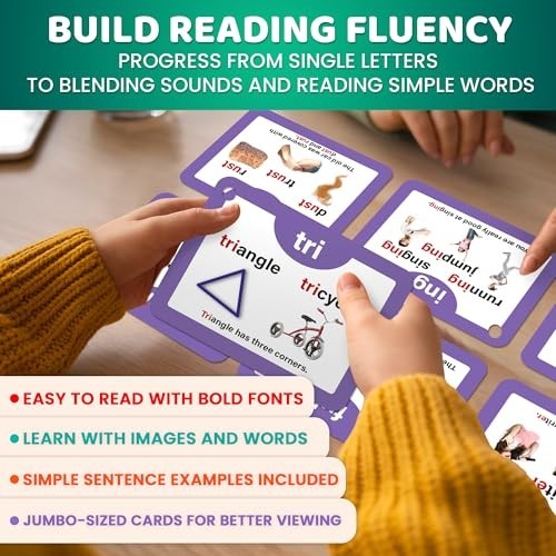 Phonics Flash Cards for Kids 4-8 – 260 Games for Reading & Phonemic Awareness