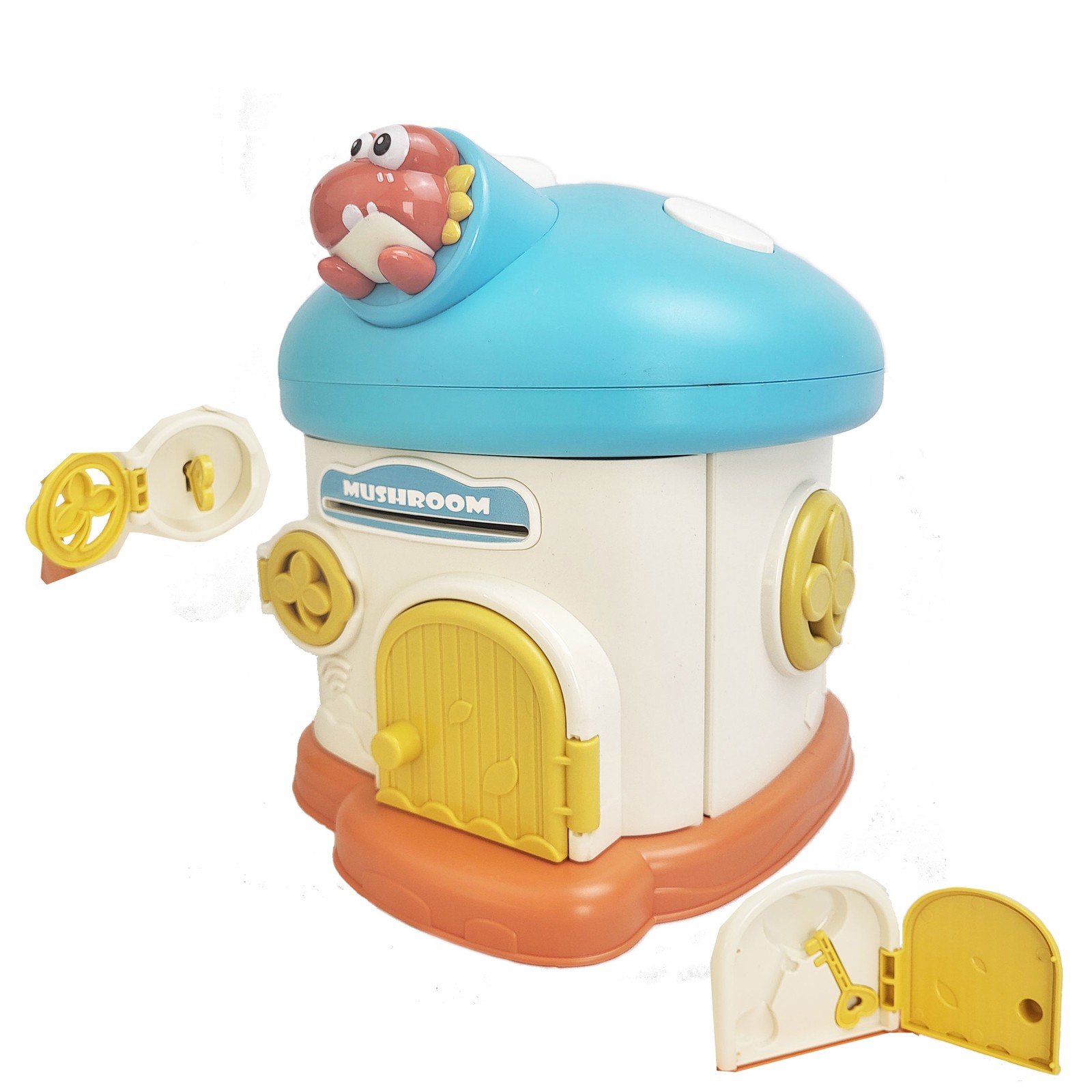 Mushroom House Piggy Bank Kids Secure Lock Money Box 2 Keys BPA Free ASTM