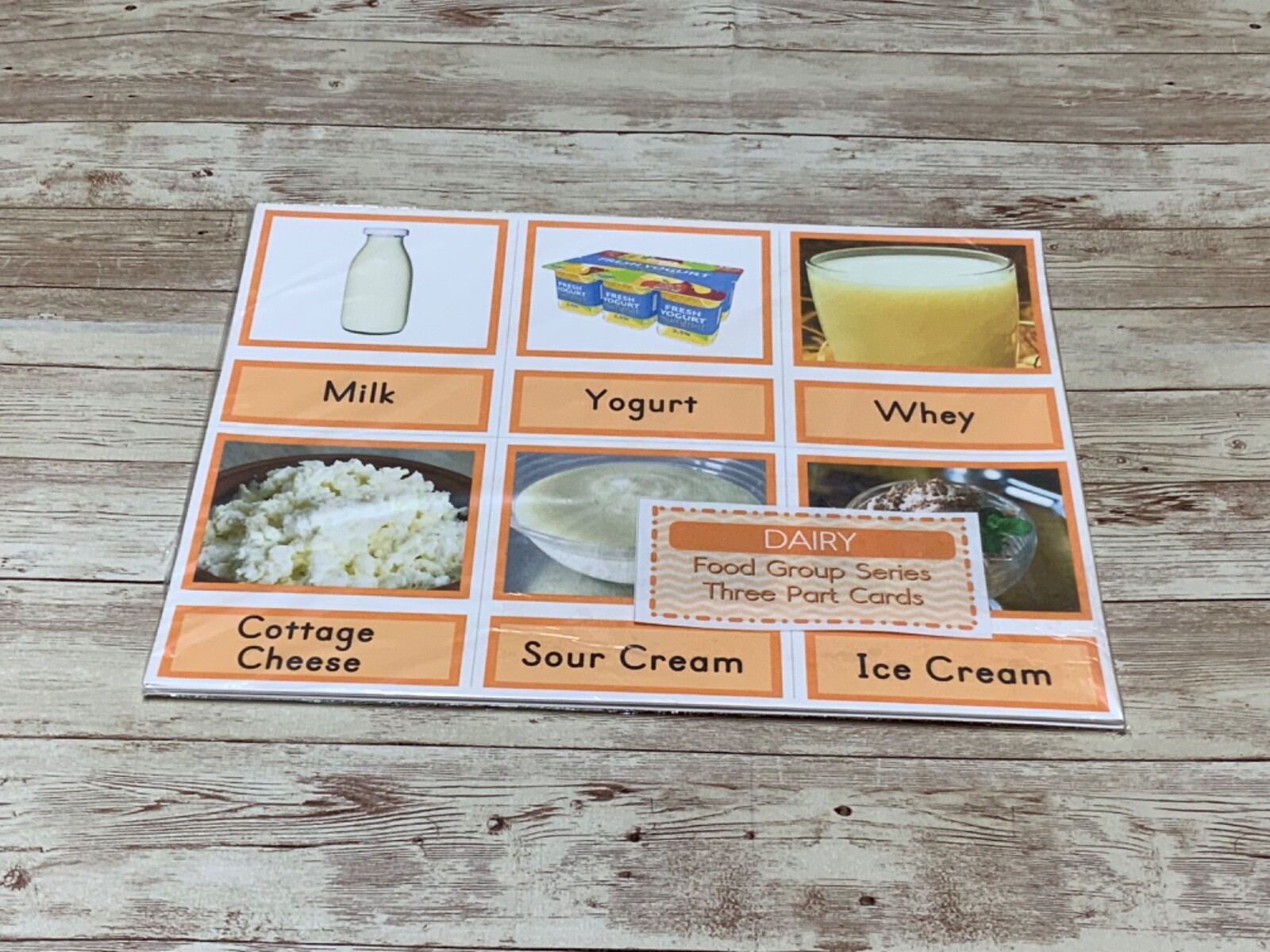 Dairy – Food Groups Series – Montessori Three Part Card – (PRINTED) DIY