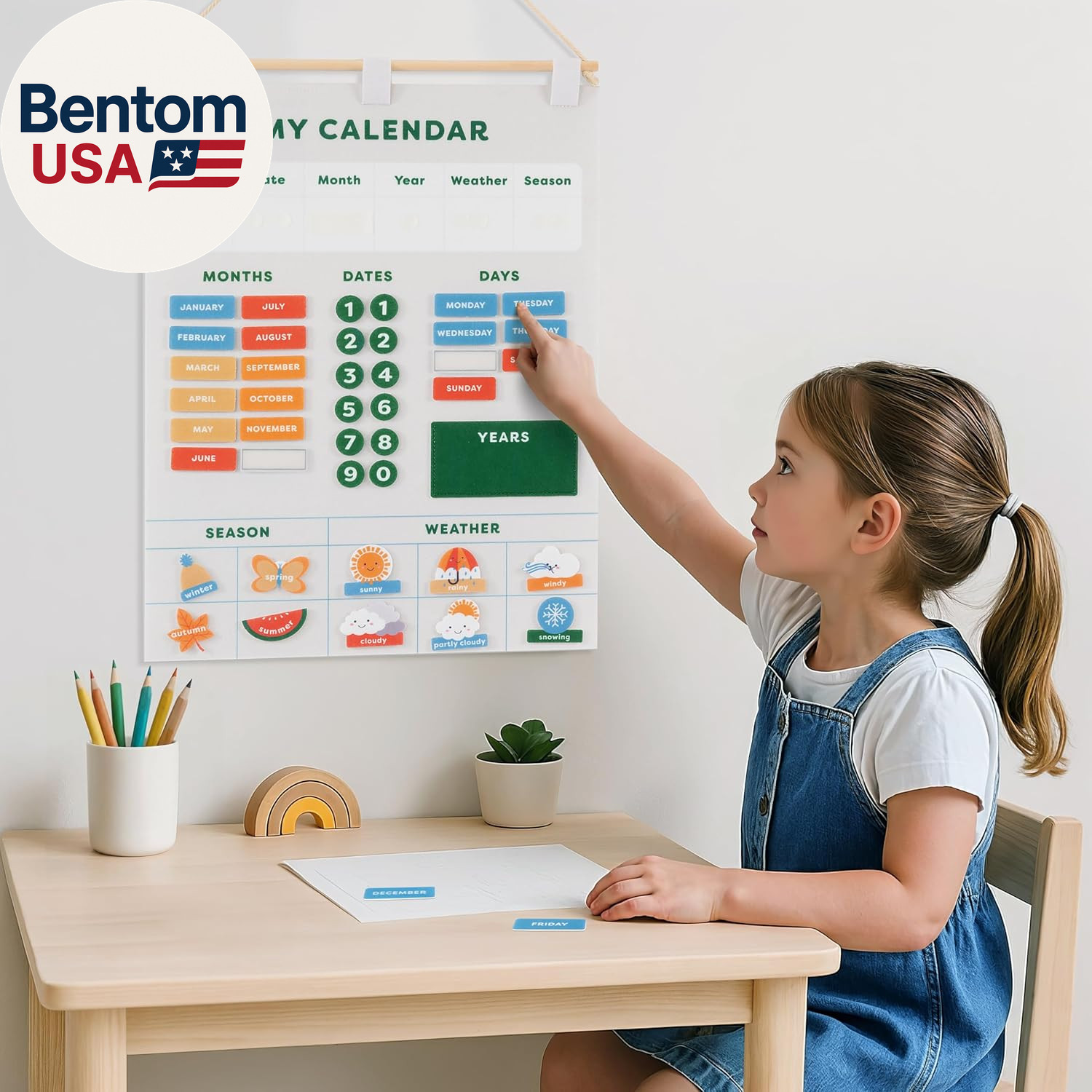 Beautiful Toddler and Kids Calendar – Perfect Homeschool Supplies with Months, D